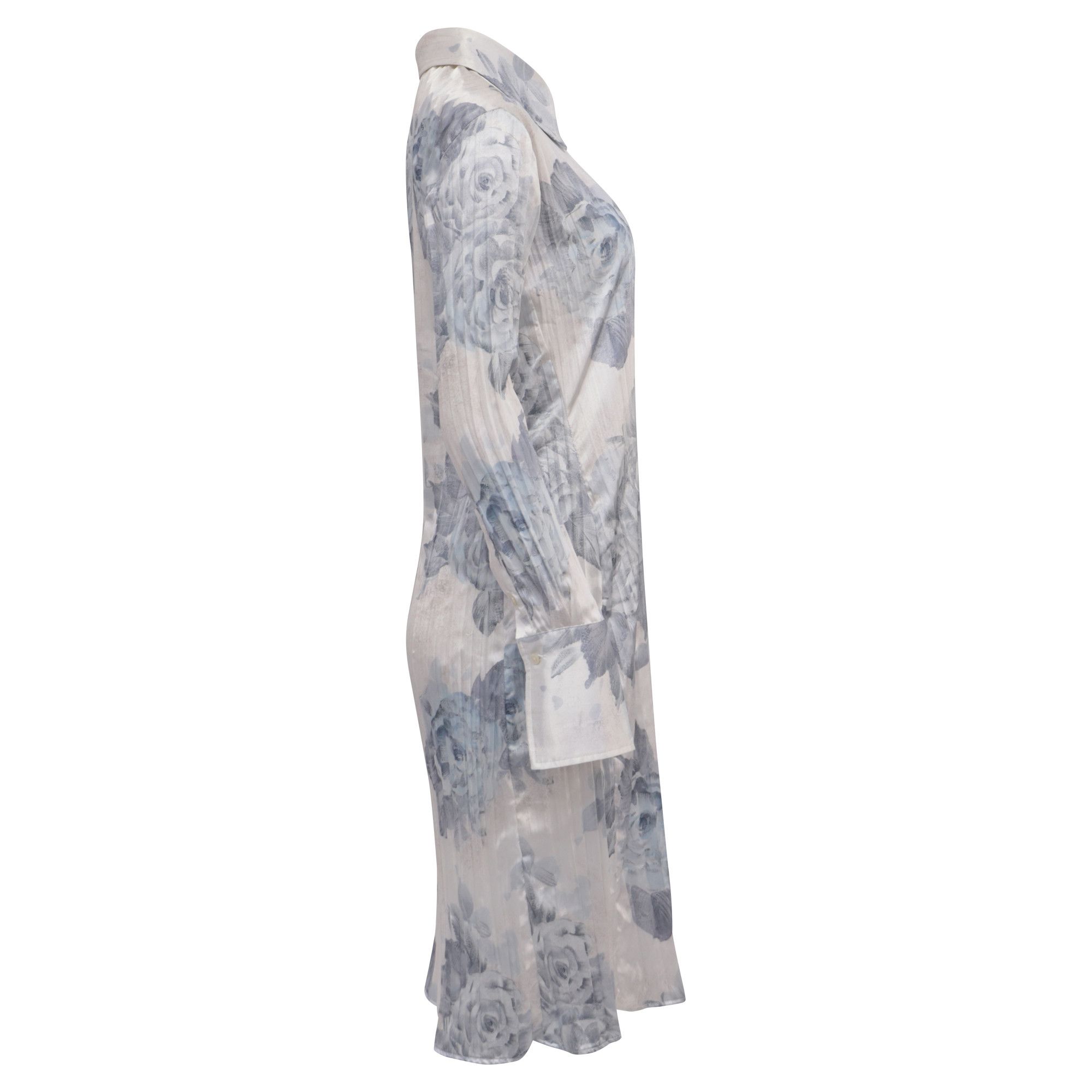 Acne Studios Acne Studios Floral-Print Midi Shirt Dress in White Polyeste Size XXS / US 00 / IT 34 - 3 Thumbnail