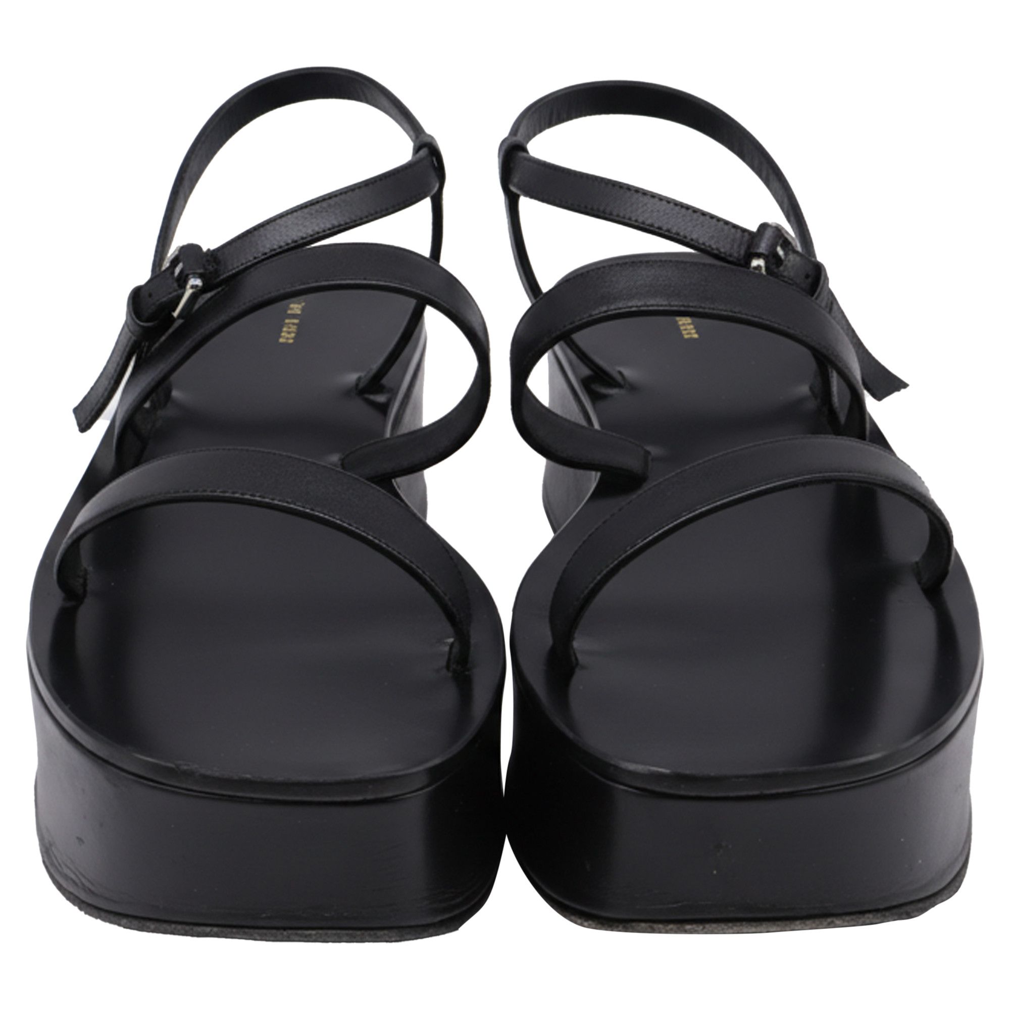 The Row The Row Wedge Platform Sandals in Black Leather Size US 10.5 / IT 40.5 - 3 Thumbnail