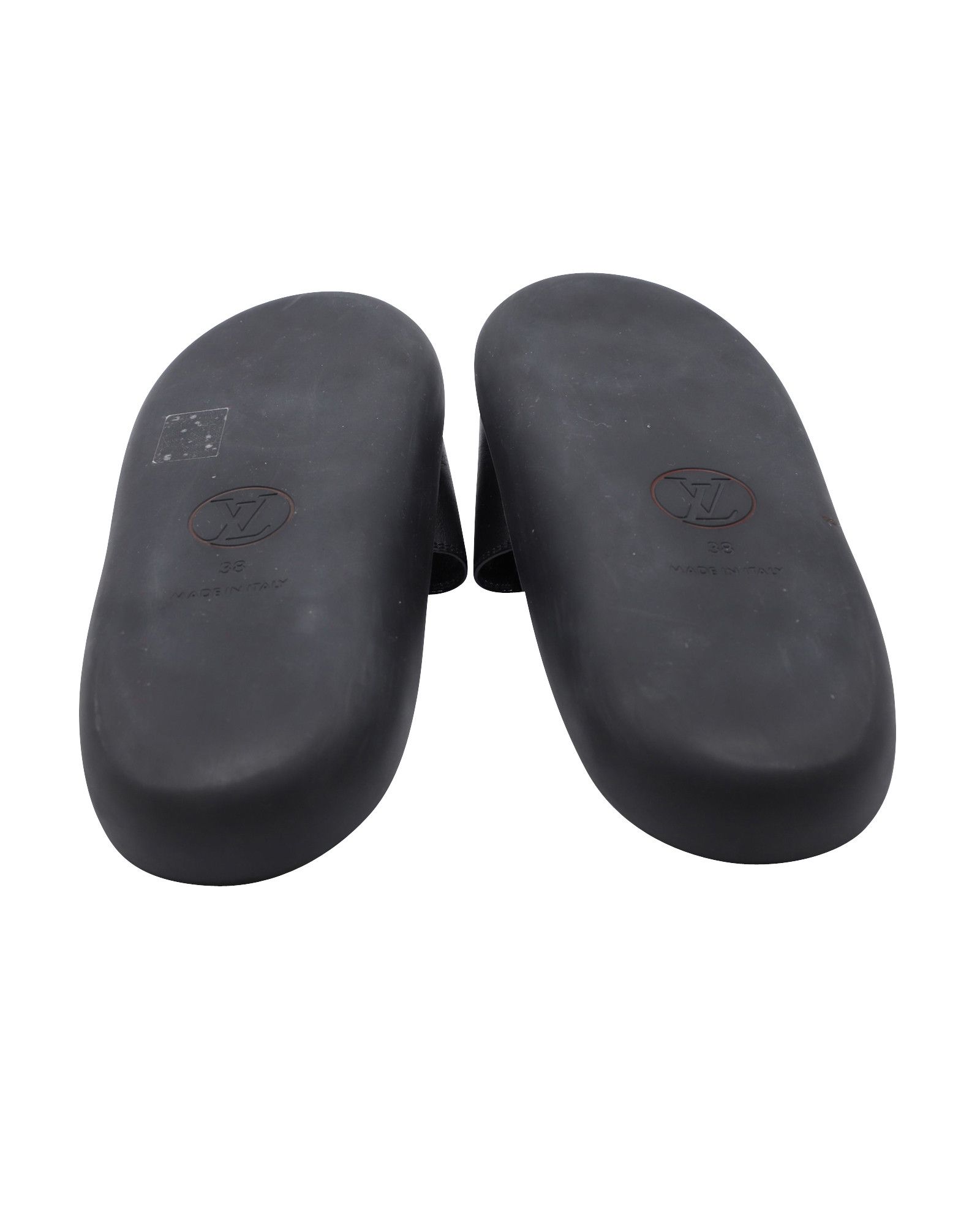Louis Vuitton Louis Vuitton Flamingo Flat Slides in Black Leather Size US 8 / IT 38 - 2 Thumbnail