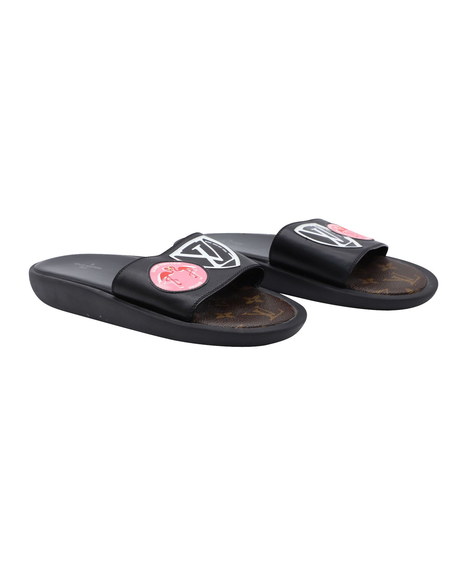 Louis Vuitton Louis Vuitton Flamingo Flat Slides in Black Leather Size US 8 / IT 38 - 5 Thumbnail