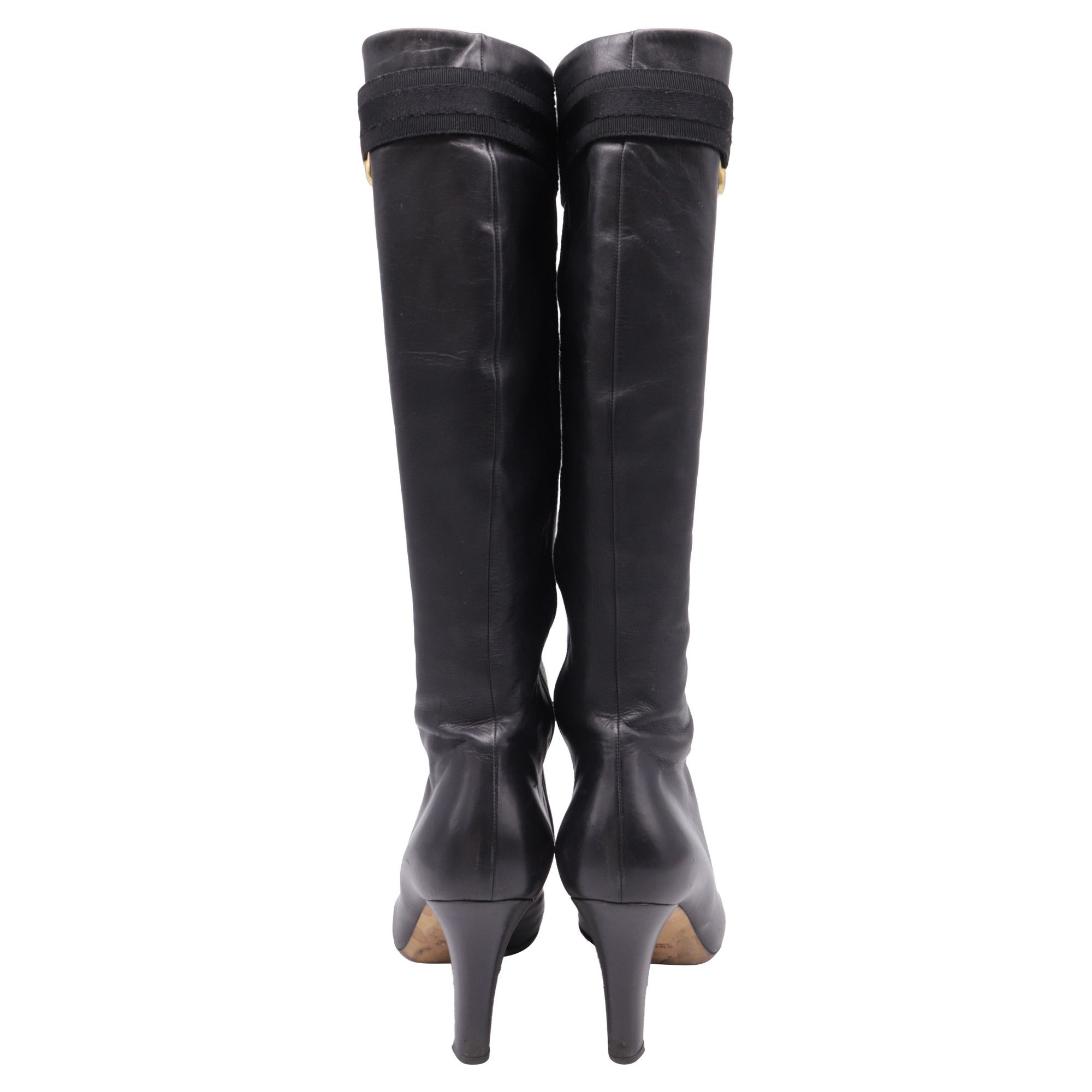 Gucci Gucci Interlocking G Heeled Knee-High Boots in Black Leather Size US 10 / IT 40 - 5 Thumbnail