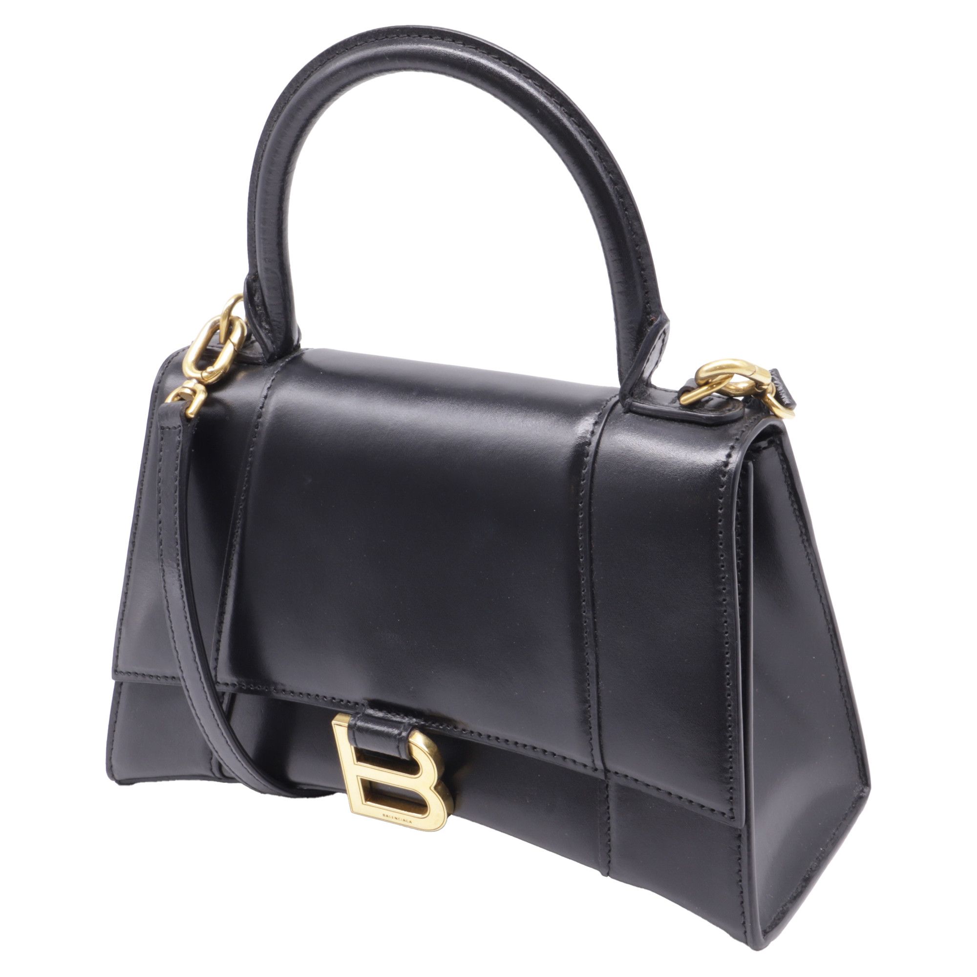 Balenciaga Balenciaga Hourglass Small Top Handle Bag in Black Leather Size ONE SIZE - 2 Thumbnail