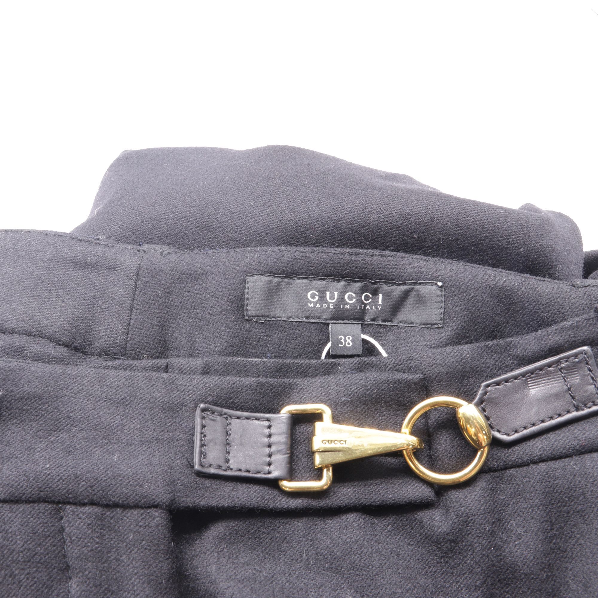 Gucci Gucci Horsebit Closure Straight-Leg Trousers in Black Wool Size 25" / US 0 / IT 36 - 3 Thumbnail