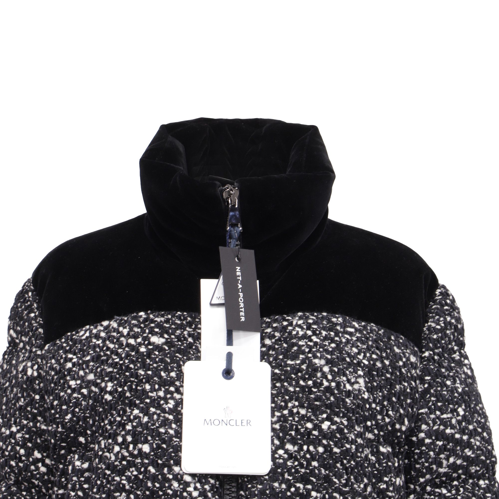 Moncler Moncler Girotte Tweed Down Jacket in Black Wool Size XS / US 0-2 / IT 36-38 - 2 Thumbnail