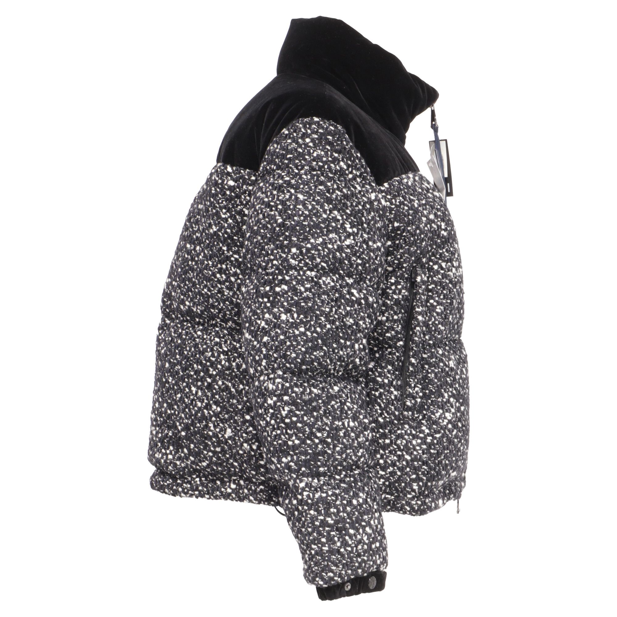Moncler Moncler Girotte Tweed Down Jacket in Black Wool Size XS / US 0-2 / IT 36-38 - 3 Thumbnail