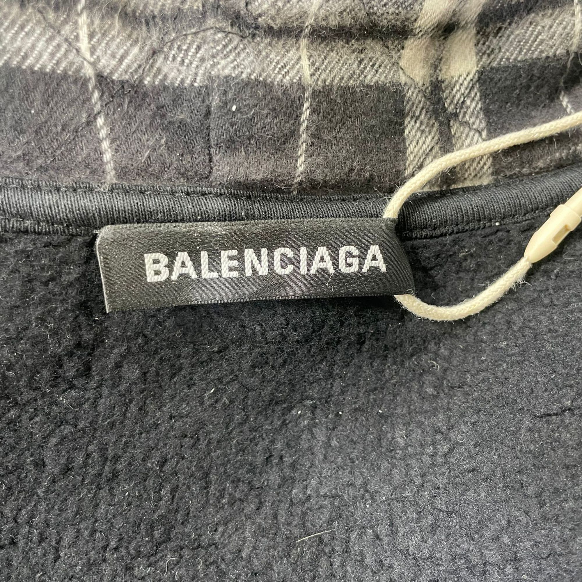 Balenciaga Balenciaga Checkered Hood Oversized Sweatshirt in Black Cot Size US XS / EU 42 / 0 - 5 Thumbnail