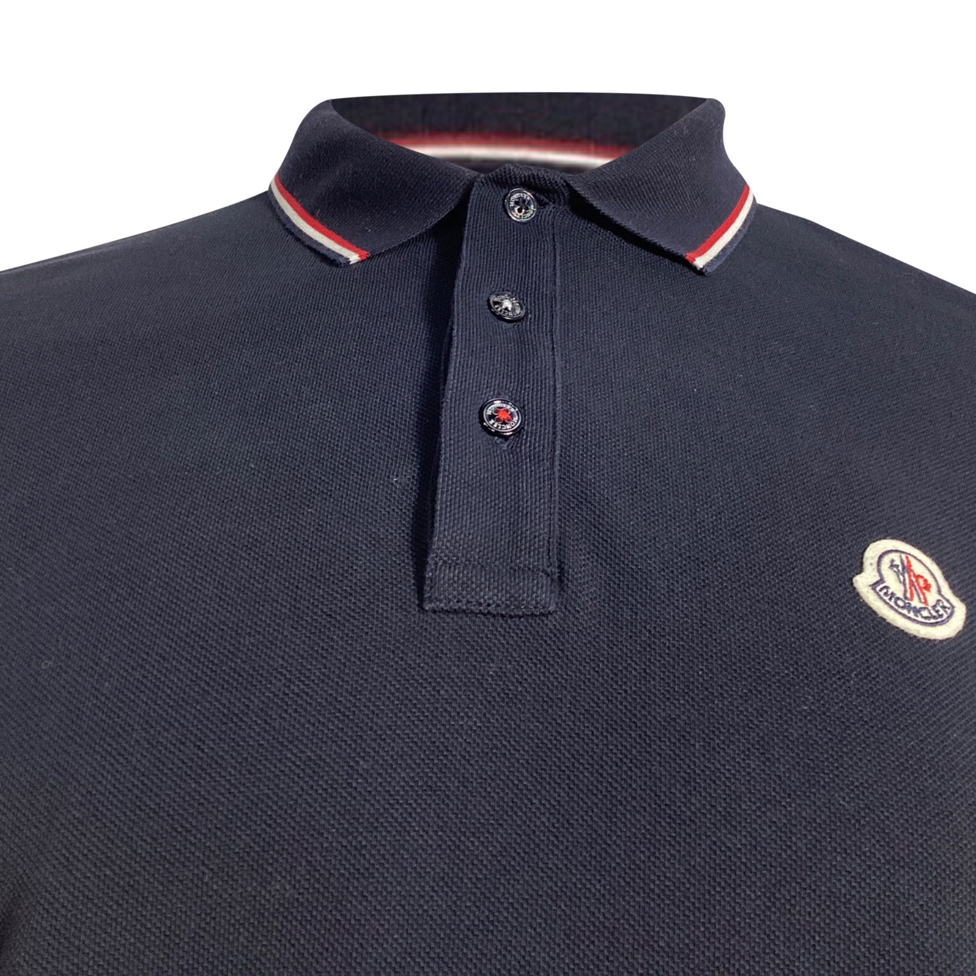 Moncler Moncler Patch-Detail Long-Sleeved Polo Shirt in Navy Blue Co Size US XXL / EU 58 / 5 - 2 Thumbnail