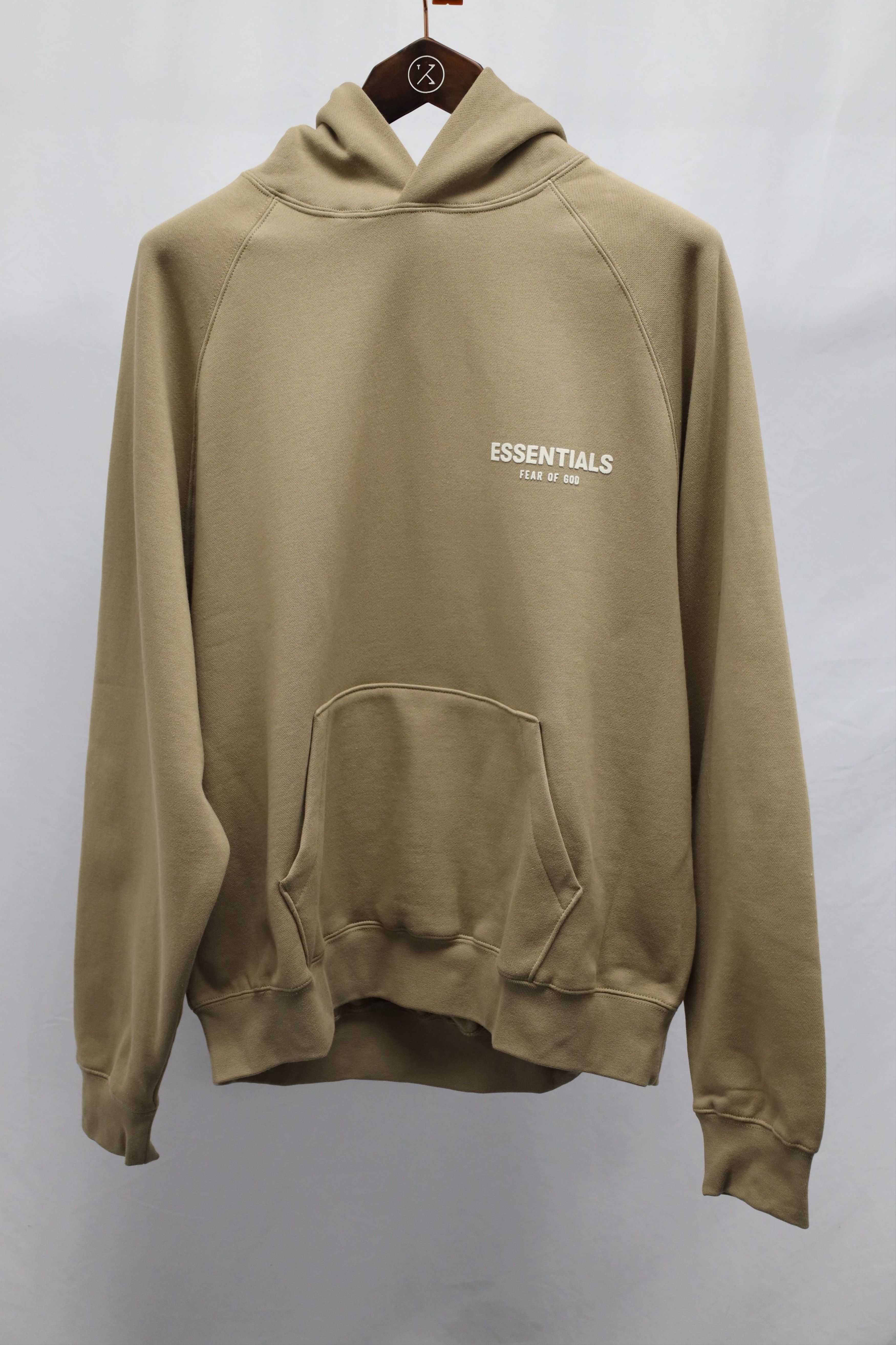 Fear of God Fear Of God Essentials Logo-Flocked Hoodie in Tan Cotton-Ble Size US S / EU 44-46 / 1 - 4 Thumbnail