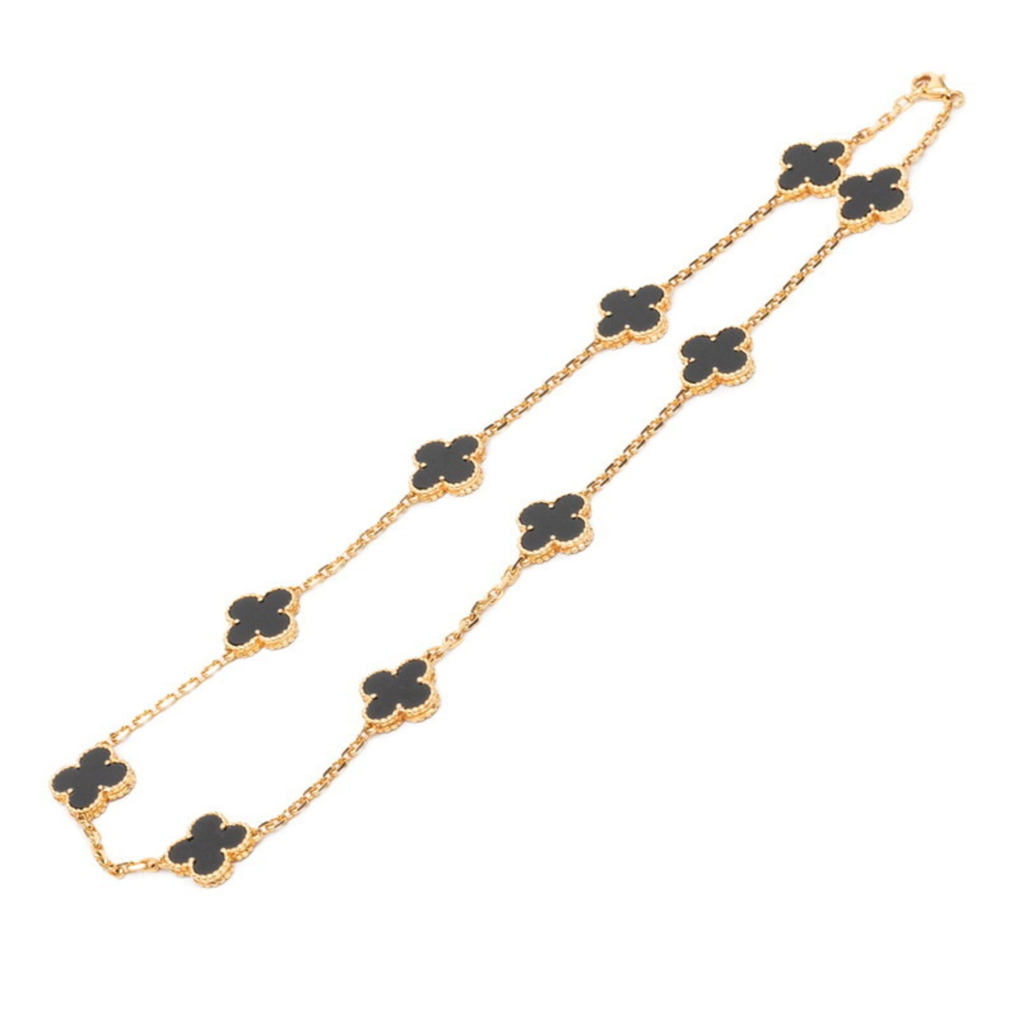 Van Cleef & Arpels Van Cleef & Arpels Vintage Alhambra Necklace, 10 Motifs, Onyx, 18K Yellow Gold (750), Women's Necklace Size ONE SIZE - 2 Thumbnail