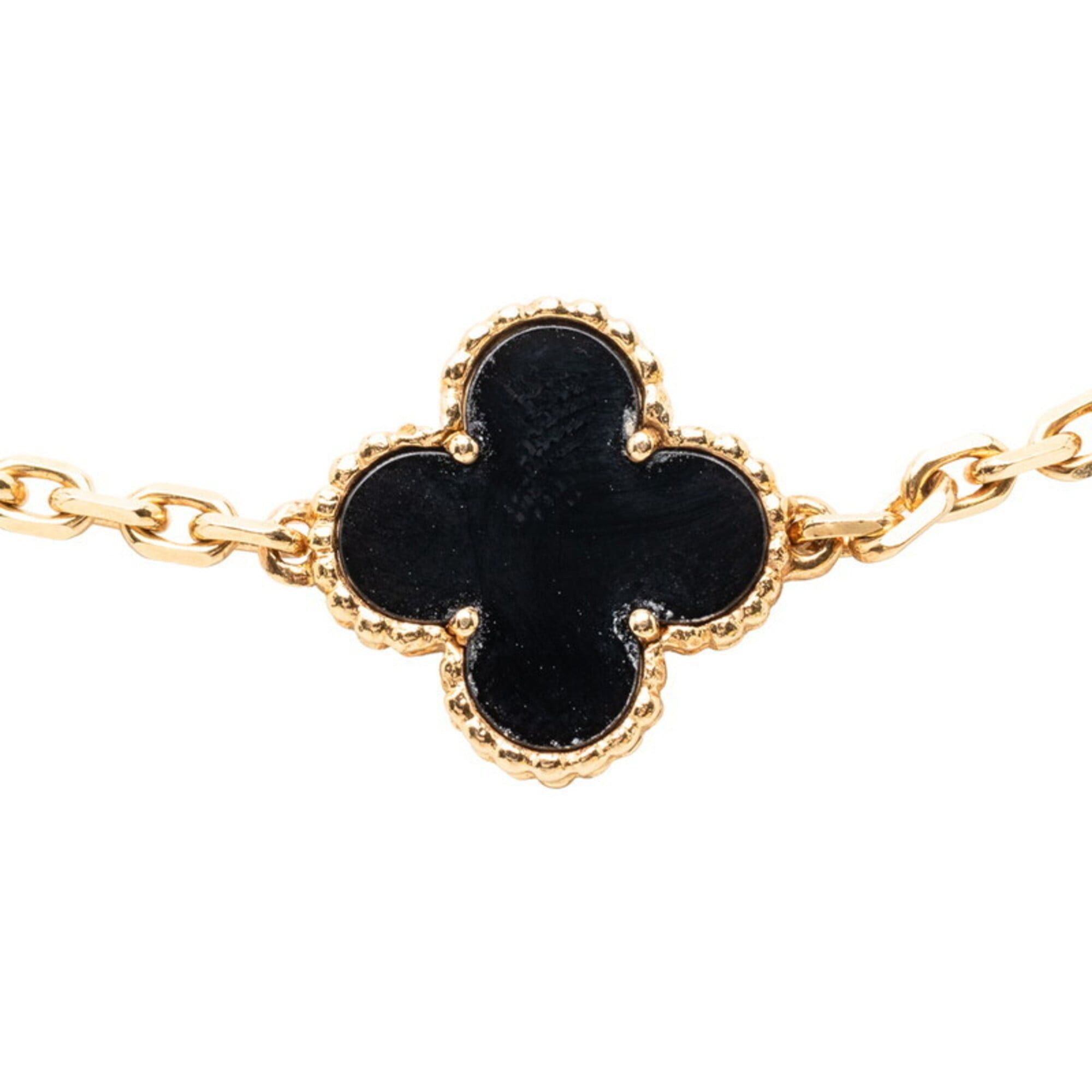 Van Cleef & Arpels Van Cleef & Arpels Vintage Alhambra Necklace, 10 Motifs, Onyx, 18K Yellow Gold (750), Women's Necklace Size ONE SIZE - 3 Thumbnail