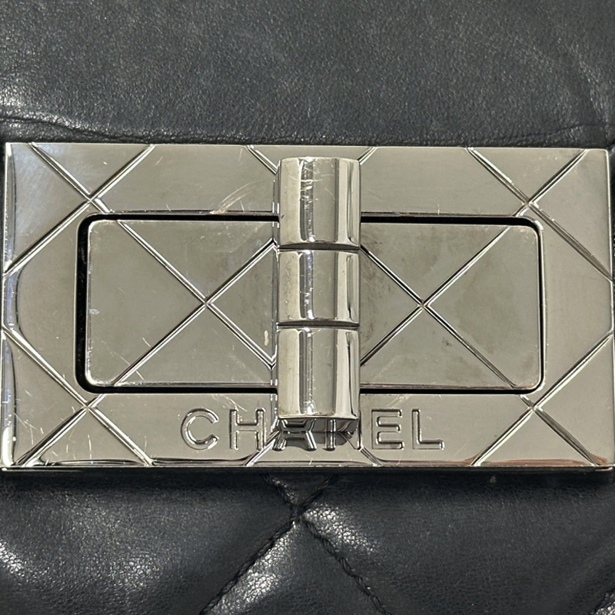 Chanel Chanel 2.55 Matelassé Handbag for Women, Brand Name Shoulder Bag, Lambskin, Black, Silver Hardware, Turnlock Flap, Bag Size ONE SIZE - 9 Thumbnail