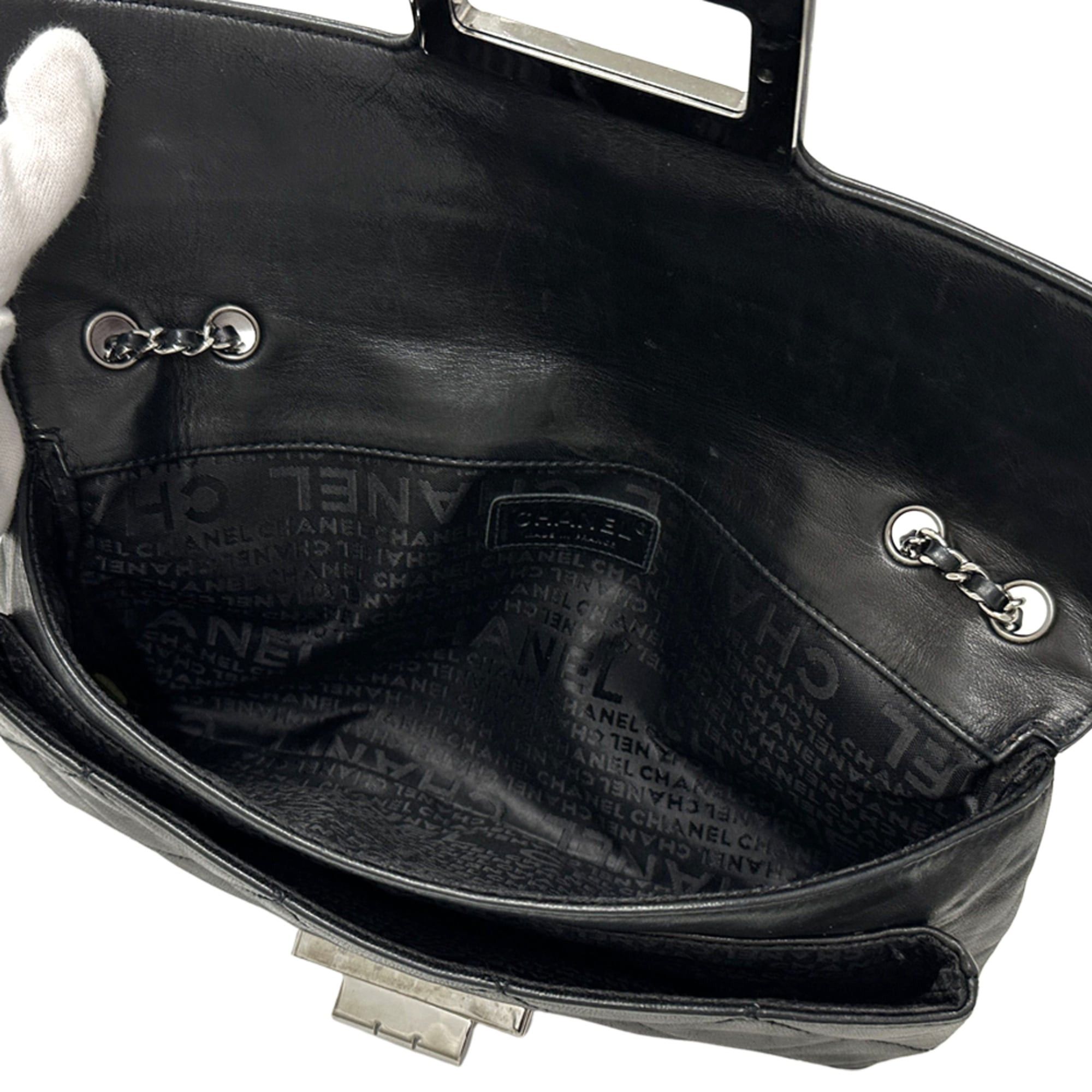 Chanel Chanel 2.55 Matelassé Handbag for Women, Brand Name Shoulder Bag, Lambskin, Black, Silver Hardware, Turnlock Flap, Bag Size ONE SIZE - 5 Thumbnail