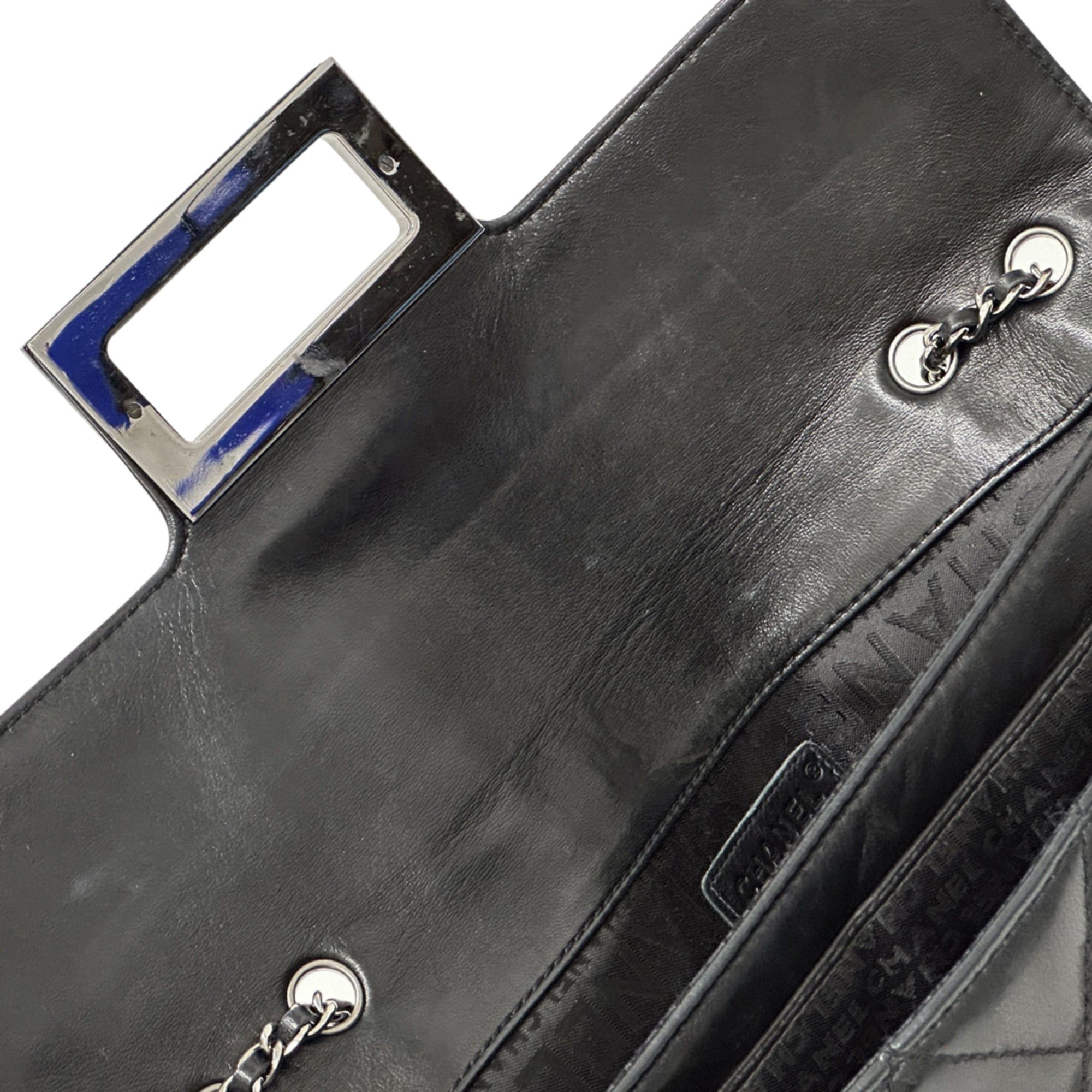 Chanel Chanel 2.55 Matelassé Handbag for Women, Brand Name Shoulder Bag, Lambskin, Black, Silver Hardware, Turnlock Flap, Bag Size ONE SIZE - 14 Thumbnail