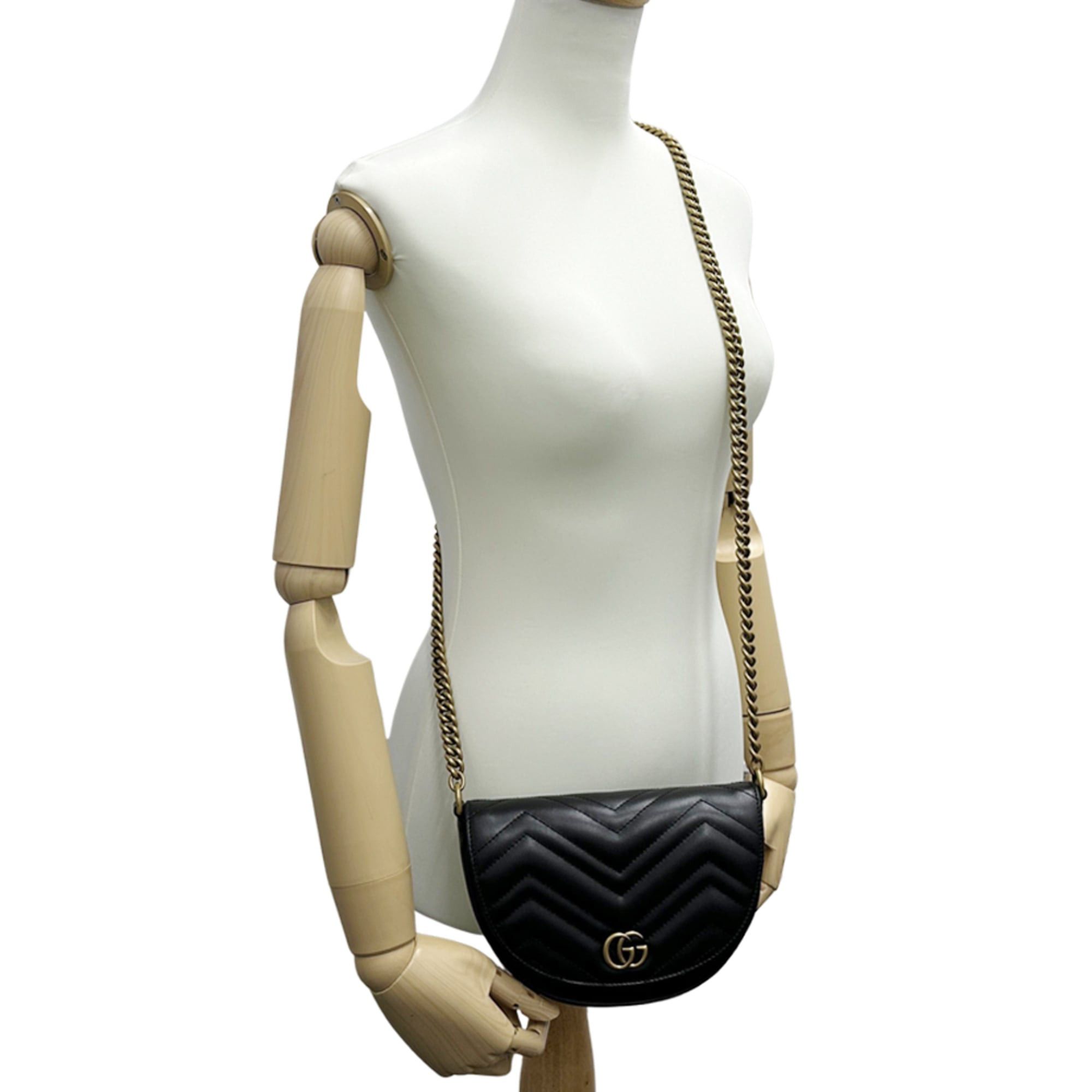 Gucci Gucci Women's Handbag, GG Marmont, Leather, Chain Shoulder Bag, Black, 746431, Quilted, Crossbody Size ONE SIZE - 7 Thumbnail