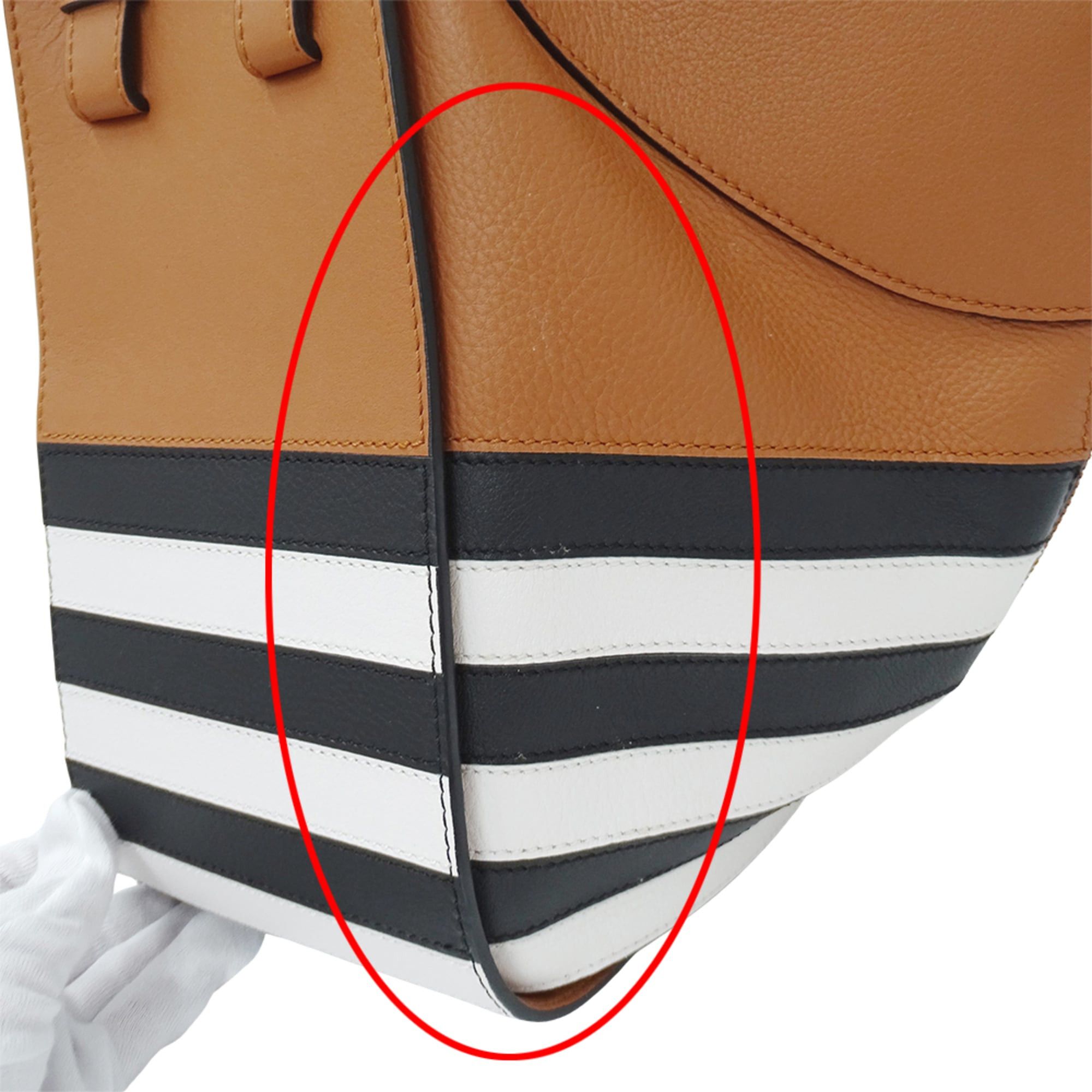 Loewe Loewe handbag for women, brand name, handbag/shoulder bag, 2-way, Hammock Mini, leather, brown, black, white striped. Size ONE SIZE - 8 Thumbnail