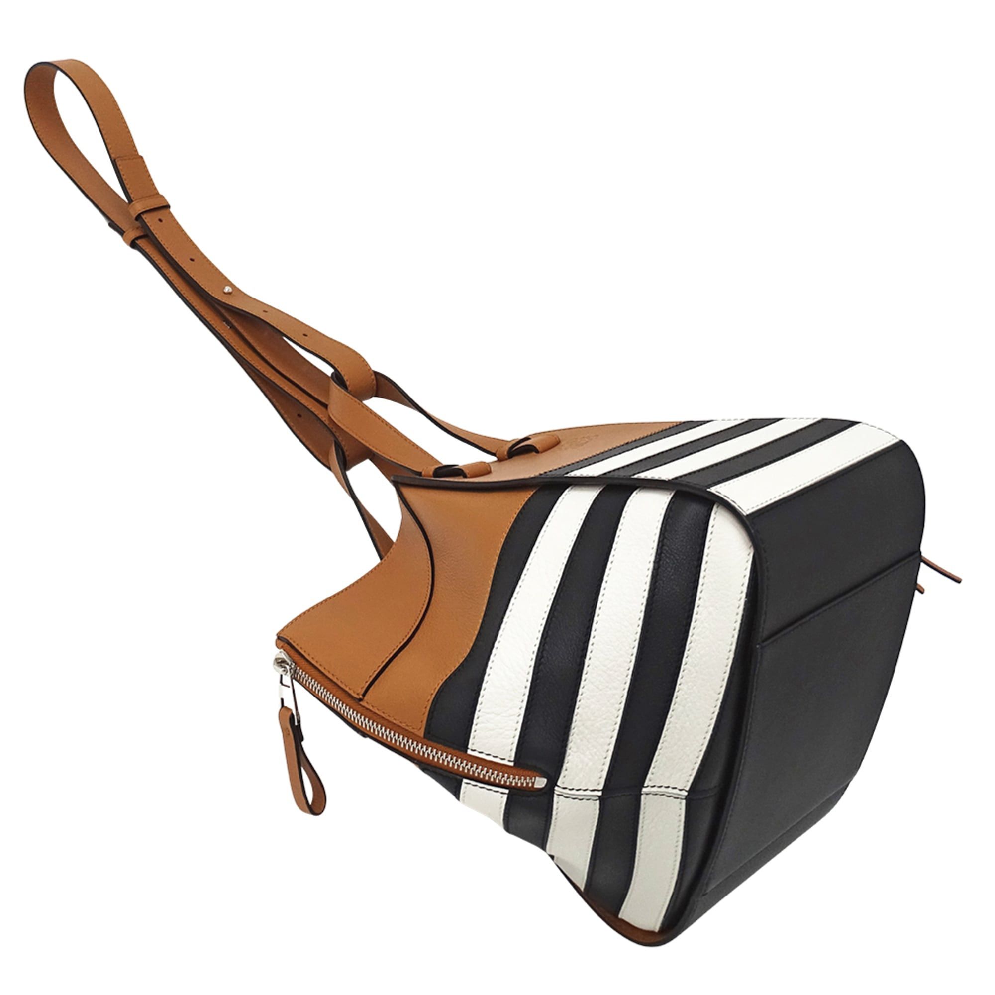 Loewe Loewe handbag for women, brand name, handbag/shoulder bag, 2-way, Hammock Mini, leather, brown, black, white striped. Size ONE SIZE - 4 Thumbnail