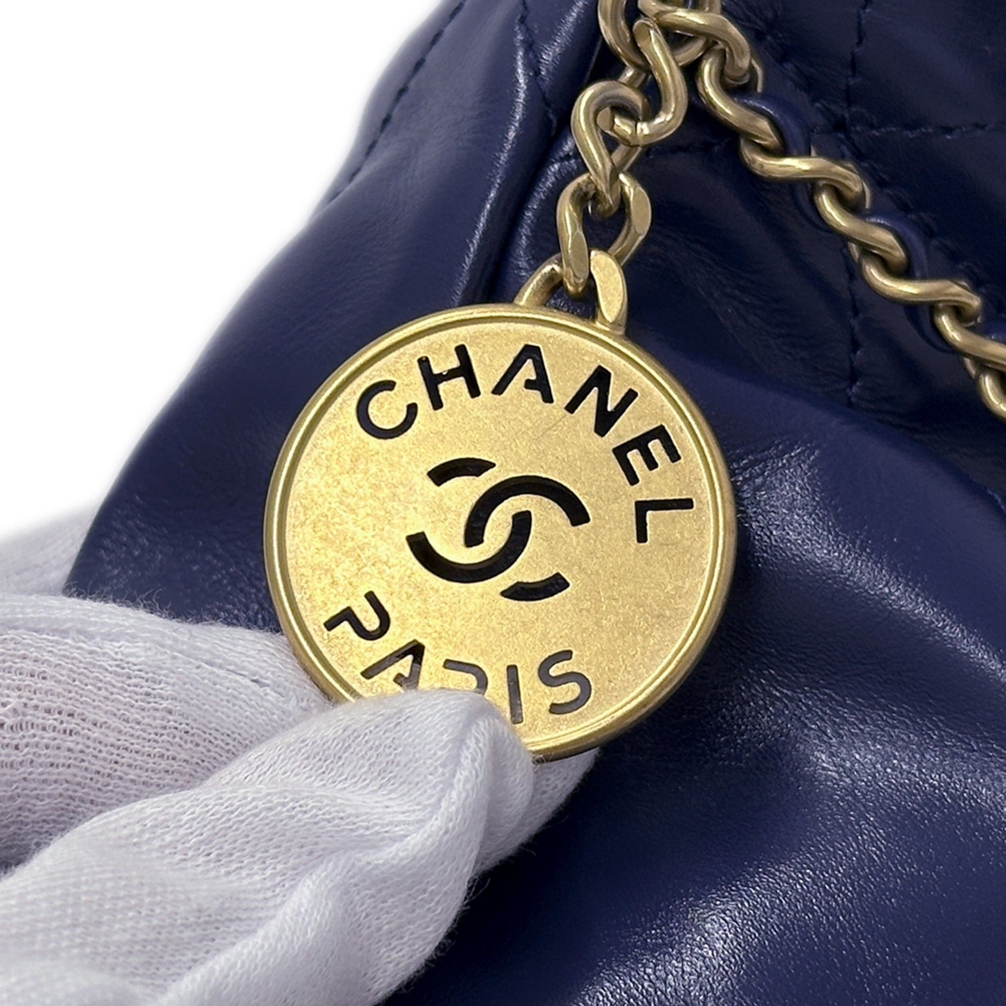 Chanel Chanel Handbag 22 Women's Brand Shoulder Bag 2-way Leather Navy Gold Hardware Chain Mini Size ONE SIZE - 12 Thumbnail