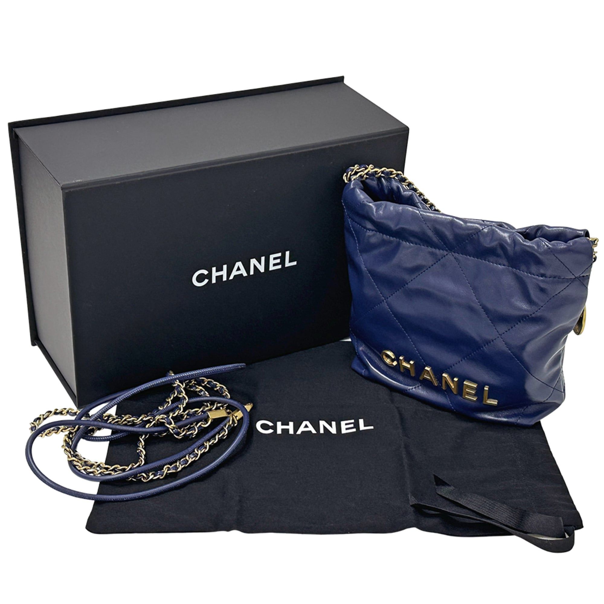 Chanel Chanel Handbag 22 Women's Brand Shoulder Bag 2-way Leather Navy Gold Hardware Chain Mini Size ONE SIZE - 8 Thumbnail