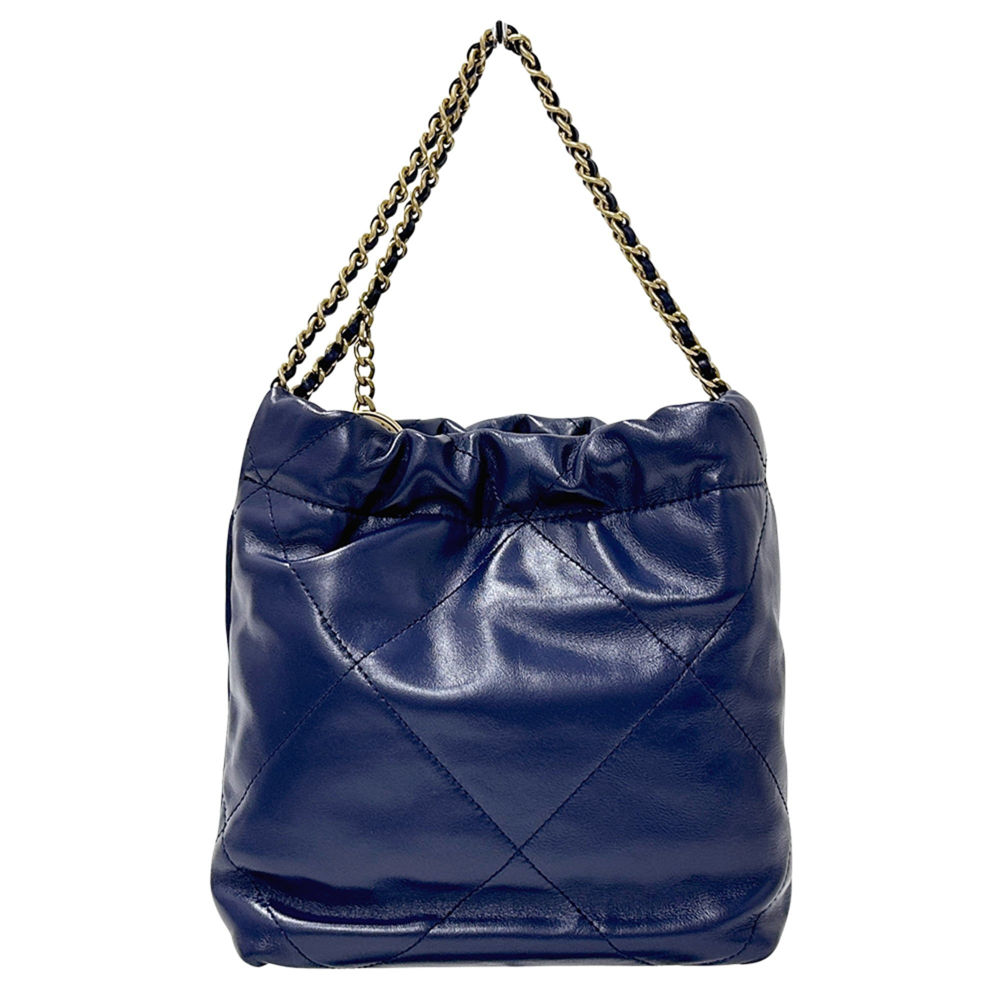 Chanel Chanel Handbag 22 Women's Brand Shoulder Bag 2-way Leather Navy Gold Hardware Chain Mini Size ONE SIZE - 2 Thumbnail