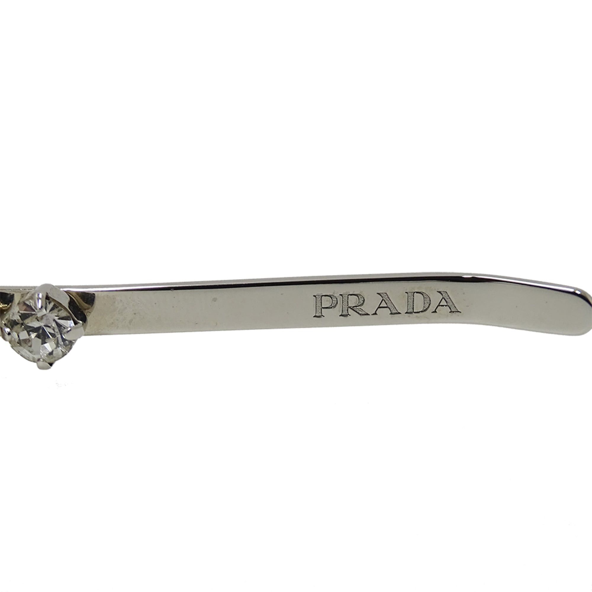 Prada Prada Headband for Women, Brand Name, Triangle Design, Crystal, Metal Rhinestone, Silver Size ONE SIZE - 7 Thumbnail