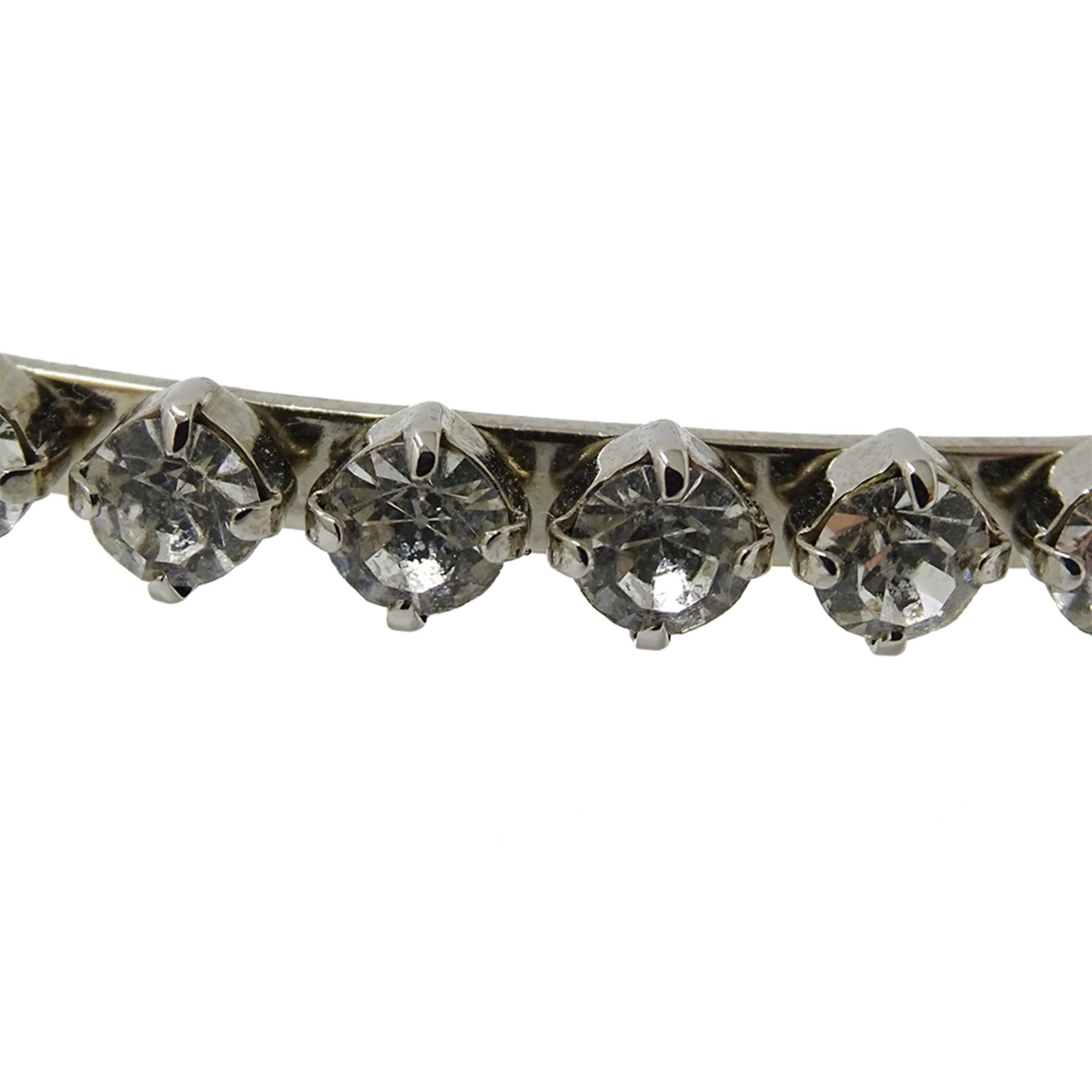 Prada Prada Headband for Women, Brand Name, Triangle Design, Crystal, Metal Rhinestone, Silver Size ONE SIZE - 9 Thumbnail
