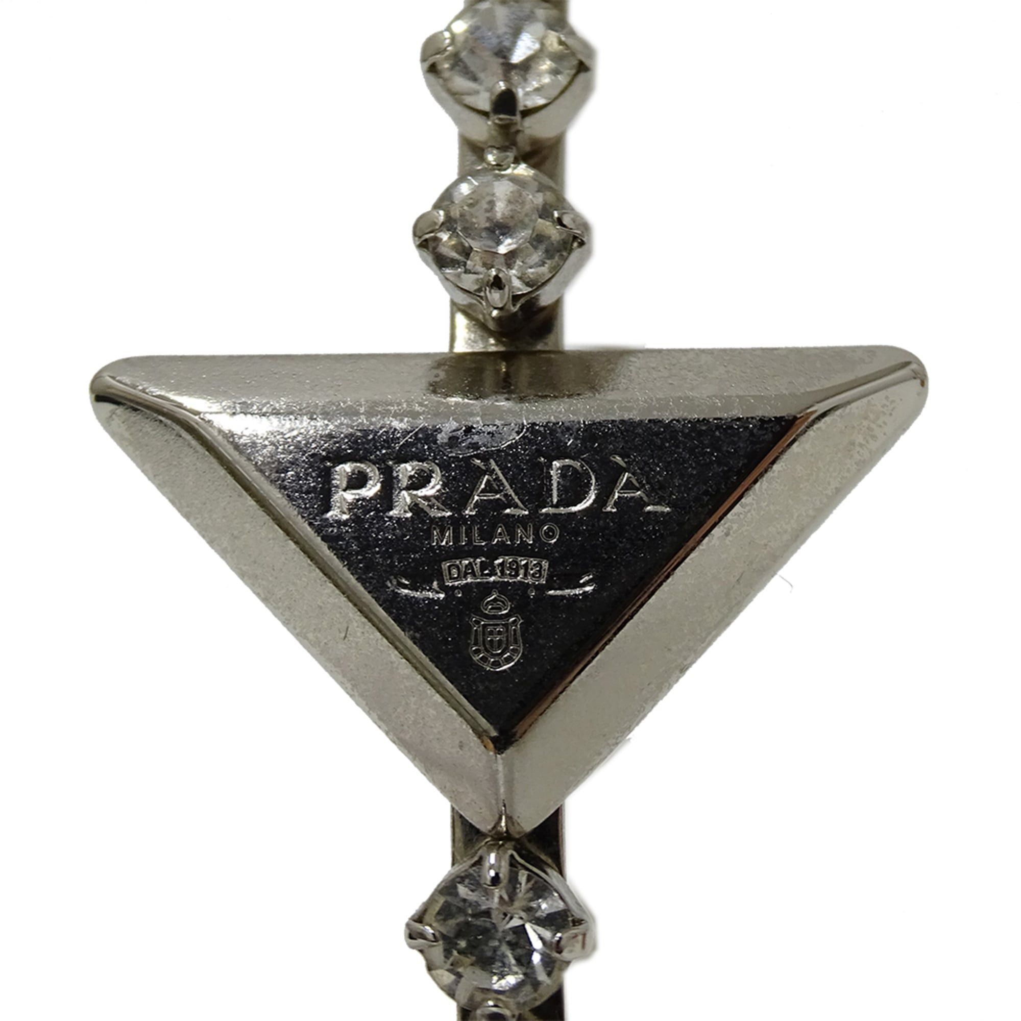 Prada Prada Headband for Women, Brand Name, Triangle Design, Crystal, Metal Rhinestone, Silver Size ONE SIZE - 6 Thumbnail