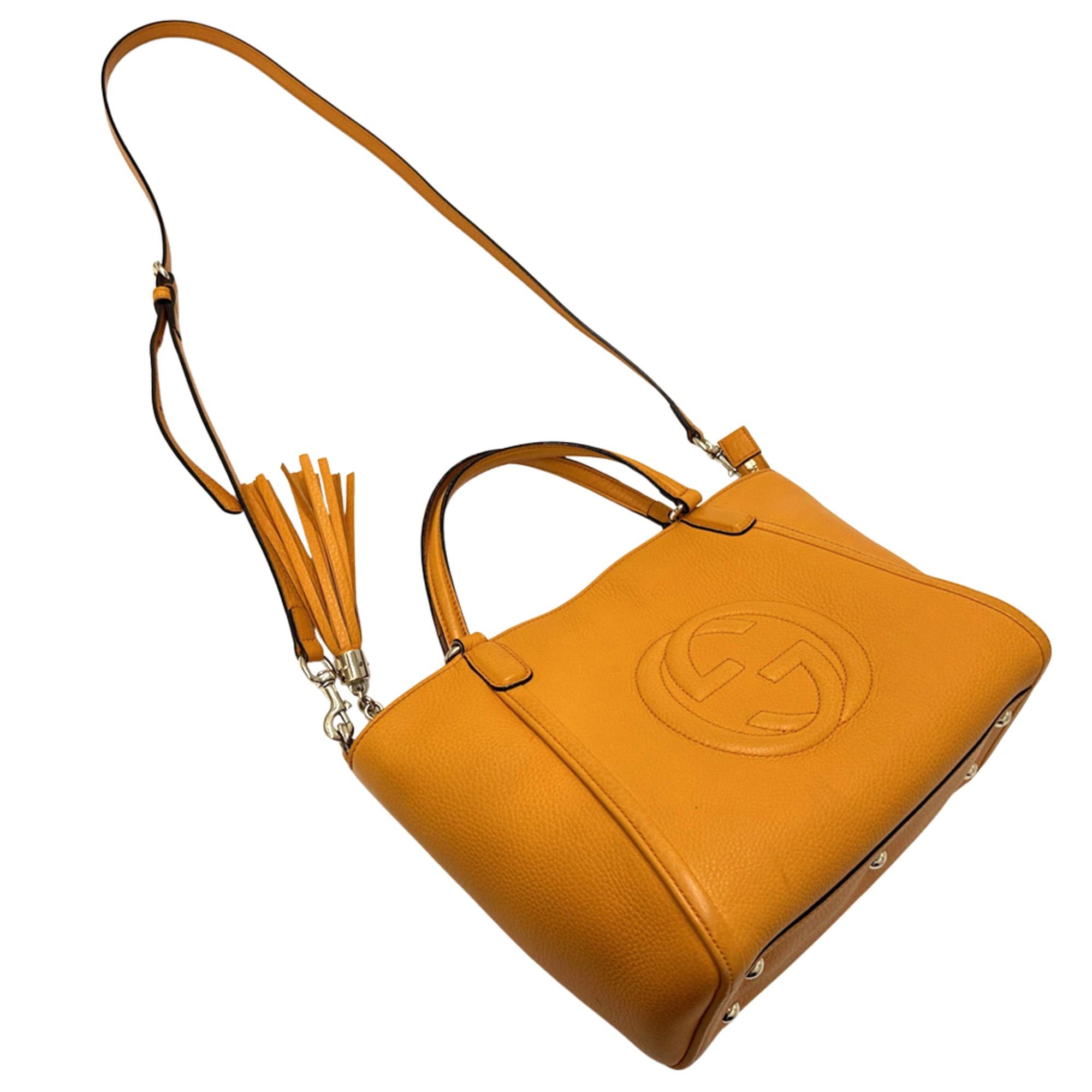 Gucci Gucci Soho handbag for women, 2-way leather handbag/shoulder bag, orange, 369176, tote bag/crossbody bag. Size ONE SIZE - 6 Thumbnail