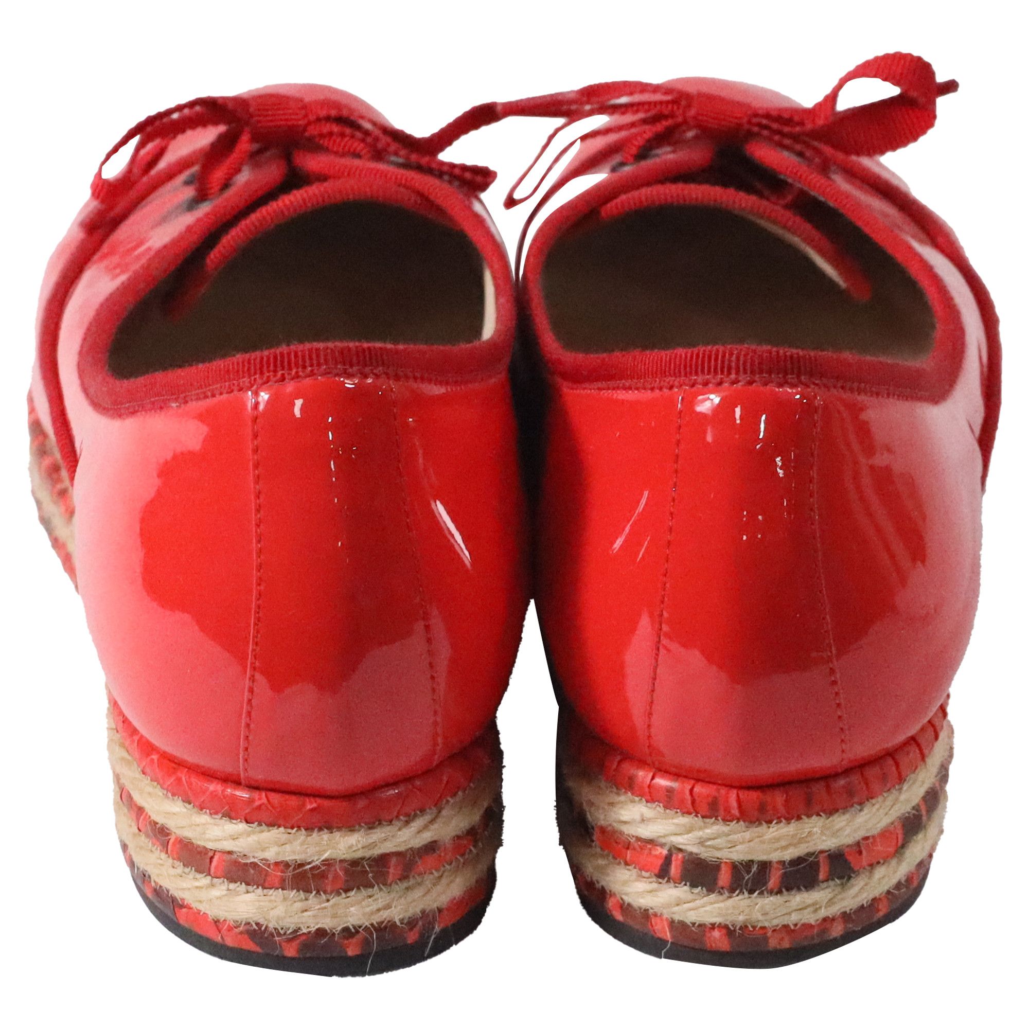 Bottega Veneta Bottega Veneta Espadrille Ballet Flats in Red Patent Leathe Size US 5.5 / EU 38 - 3 Thumbnail