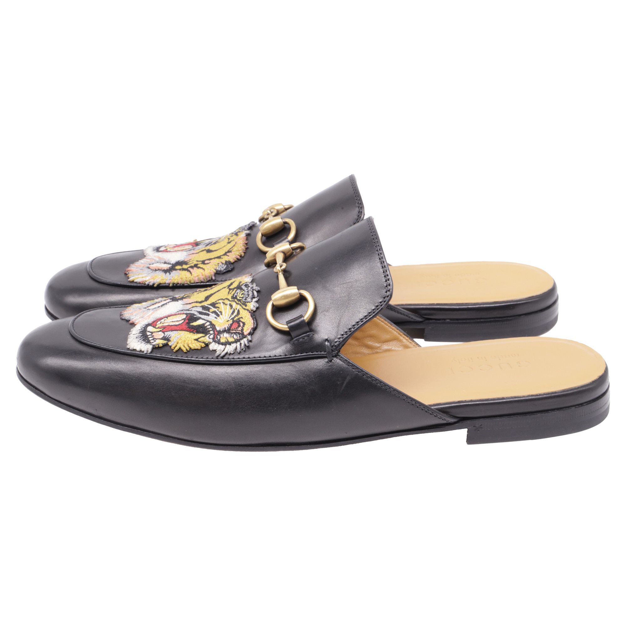 Gucci Gucci Princetown Tiger-Embroidered Mules in Black Leather Size US 7.5 / EU 40-41 - 4 Thumbnail