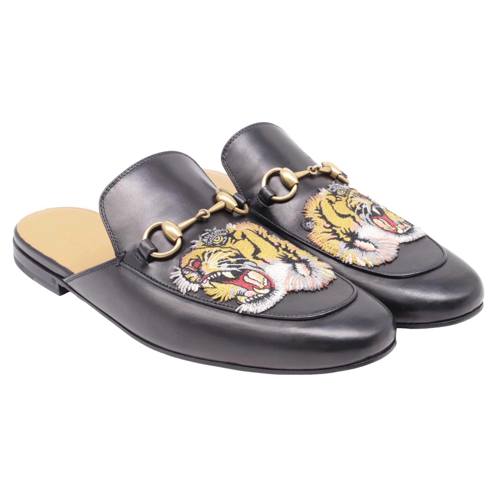 Gucci Gucci Princetown Tiger-Embroidered Mules in Black Leather Size US 7.5 / EU 40-41 - 3 Thumbnail