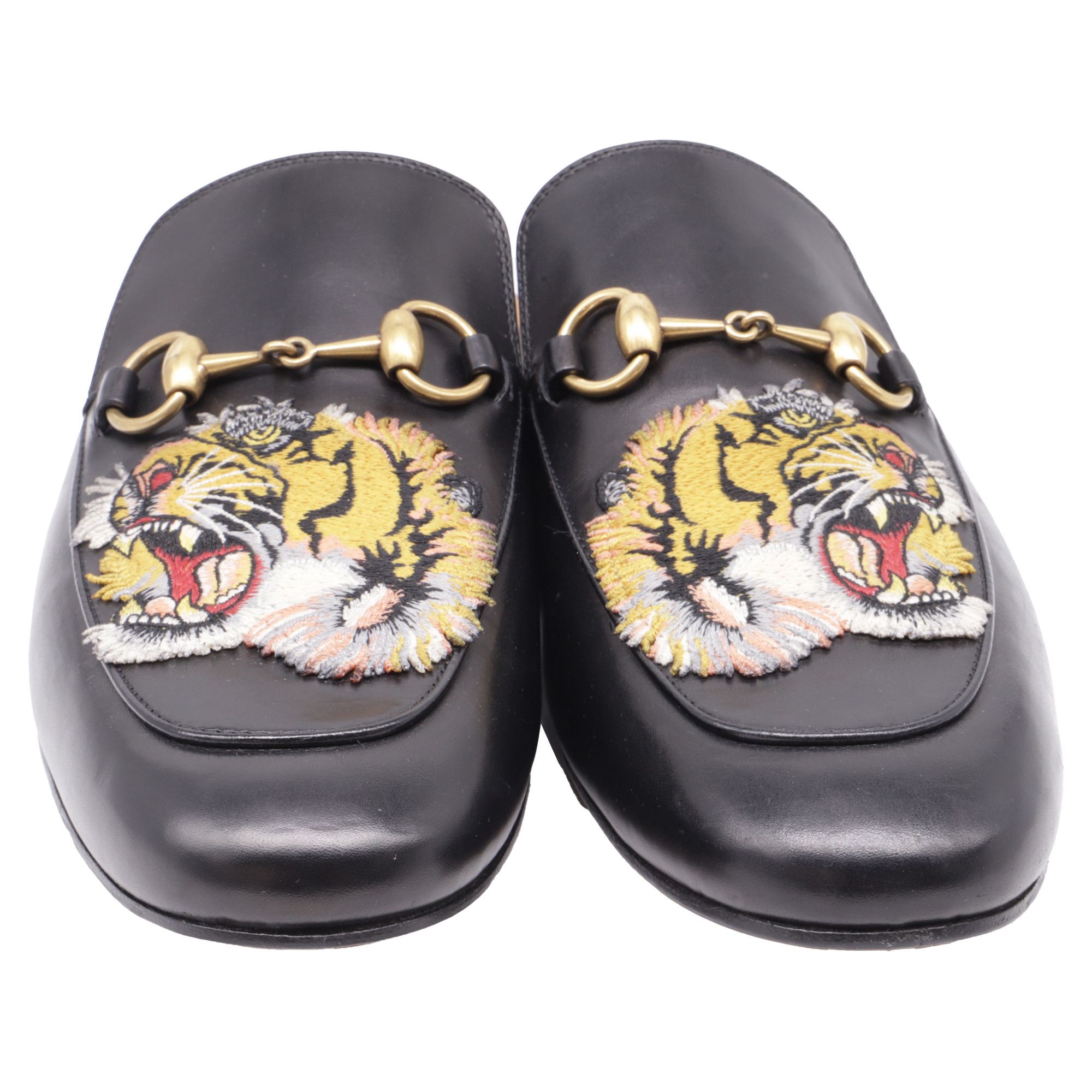 Gucci Gucci Princetown Tiger-Embroidered Mules in Black Leather Size US 7.5 / EU 40-41 - 2 Thumbnail