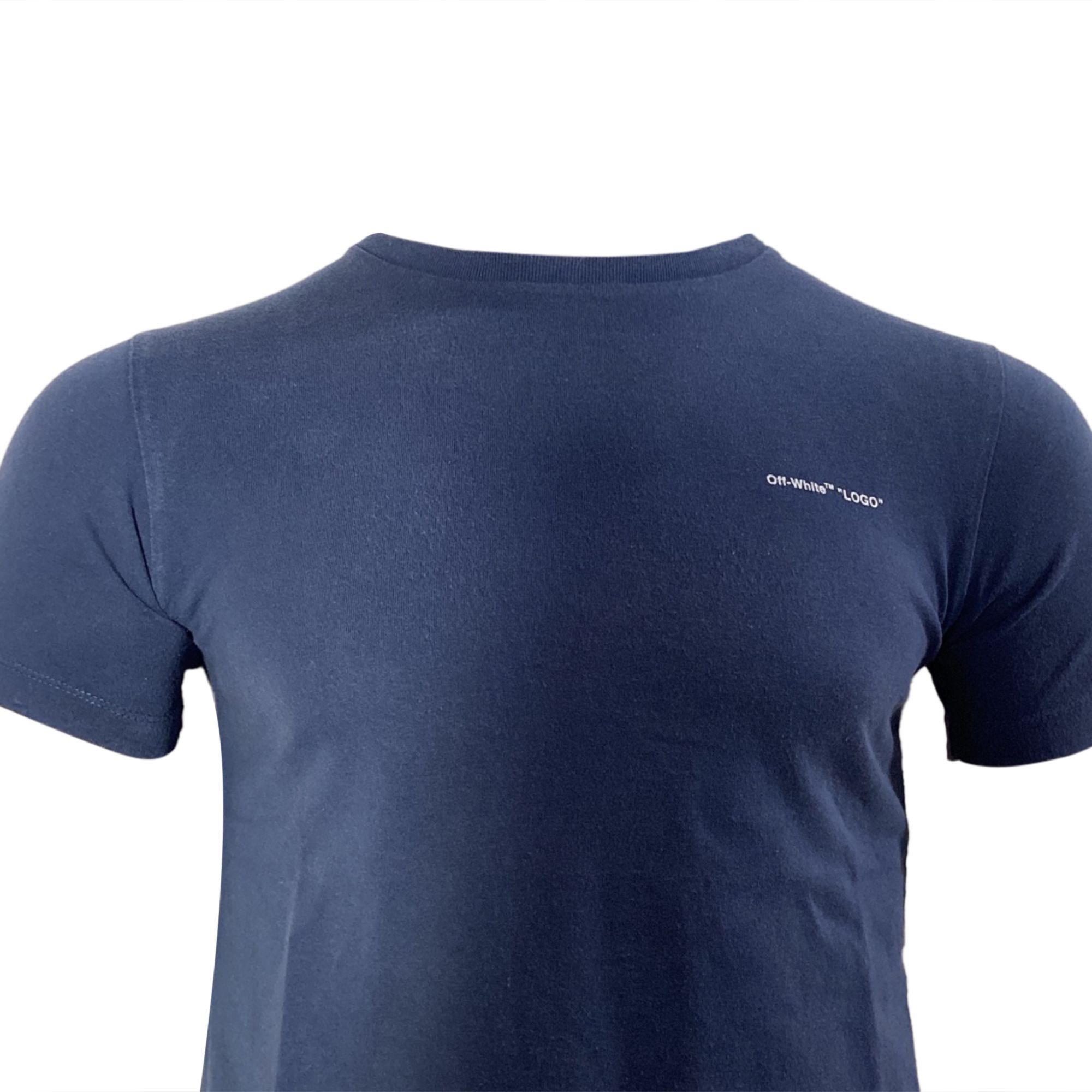 Off-White Off-White Logo Print Crewneck T-Shirt in Navy Blue Cotton Size US M / EU 48-50 / 2 - 4 Thumbnail