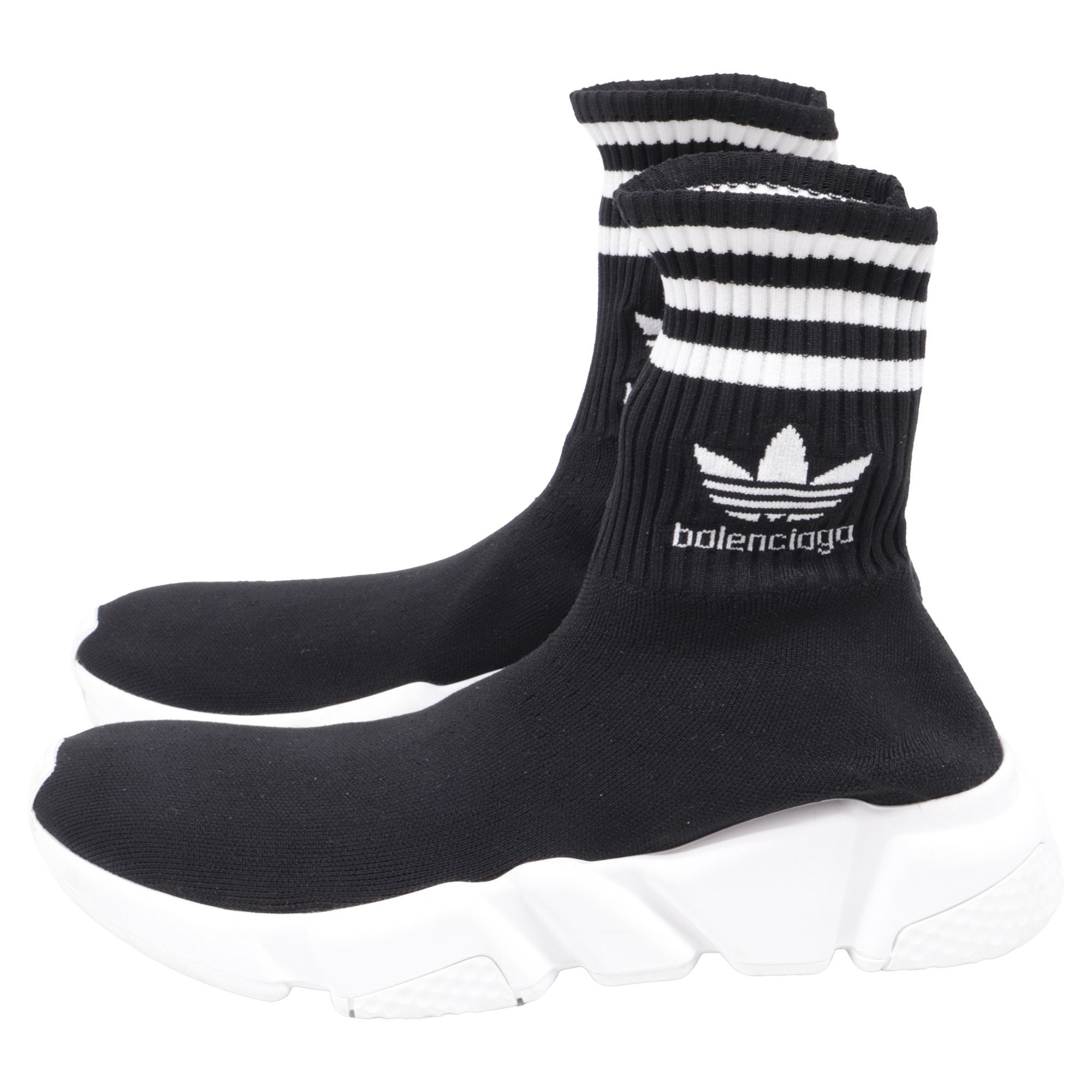 Balenciaga Balenciaga x Adidas Speed Trainer Shoes in Black Polyester Size US 5.5 / EU 38 - 4 Thumbnail
