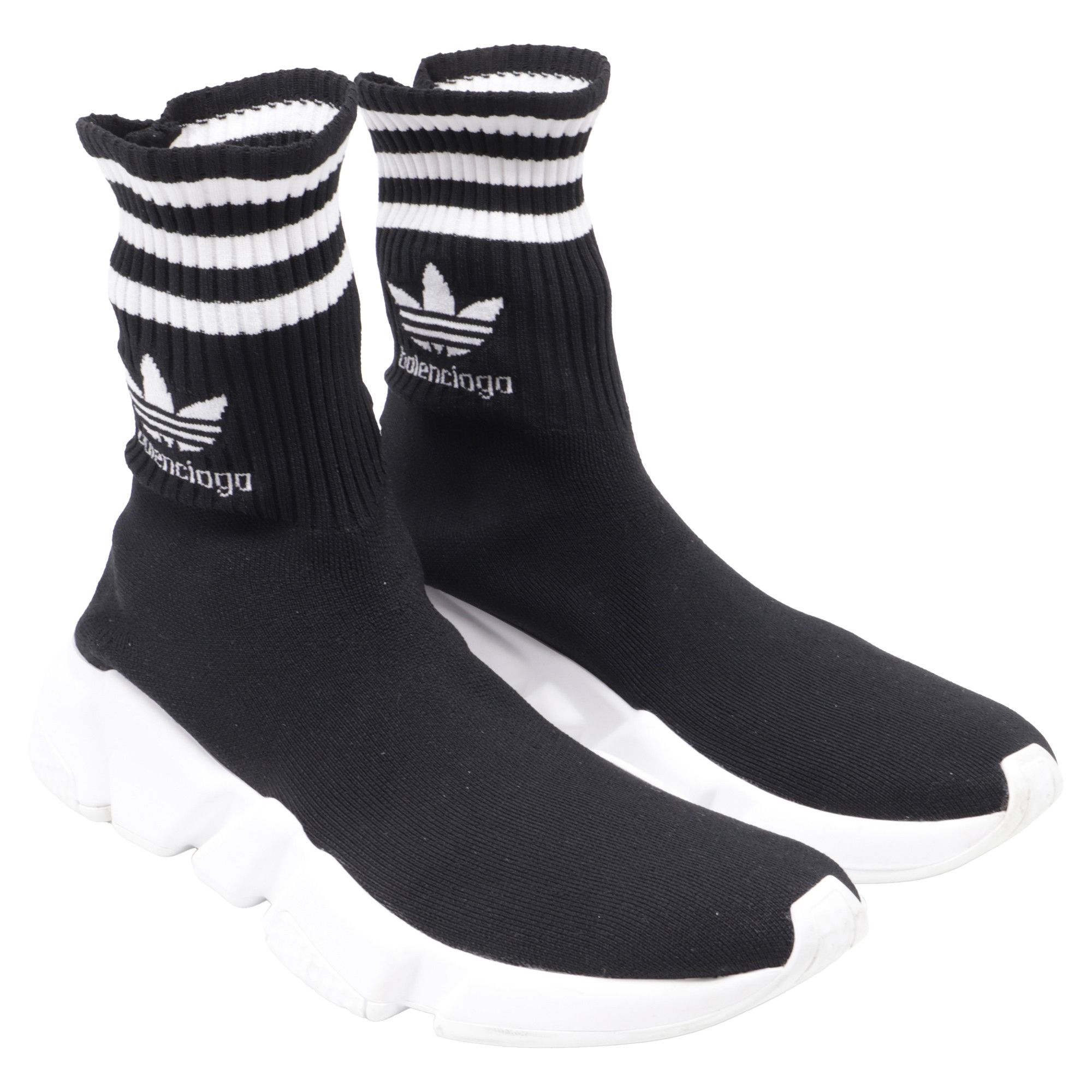 Balenciaga Balenciaga x Adidas Speed Trainer Shoes in Black Polyester Size US 5.5 / EU 38 - 2 Thumbnail