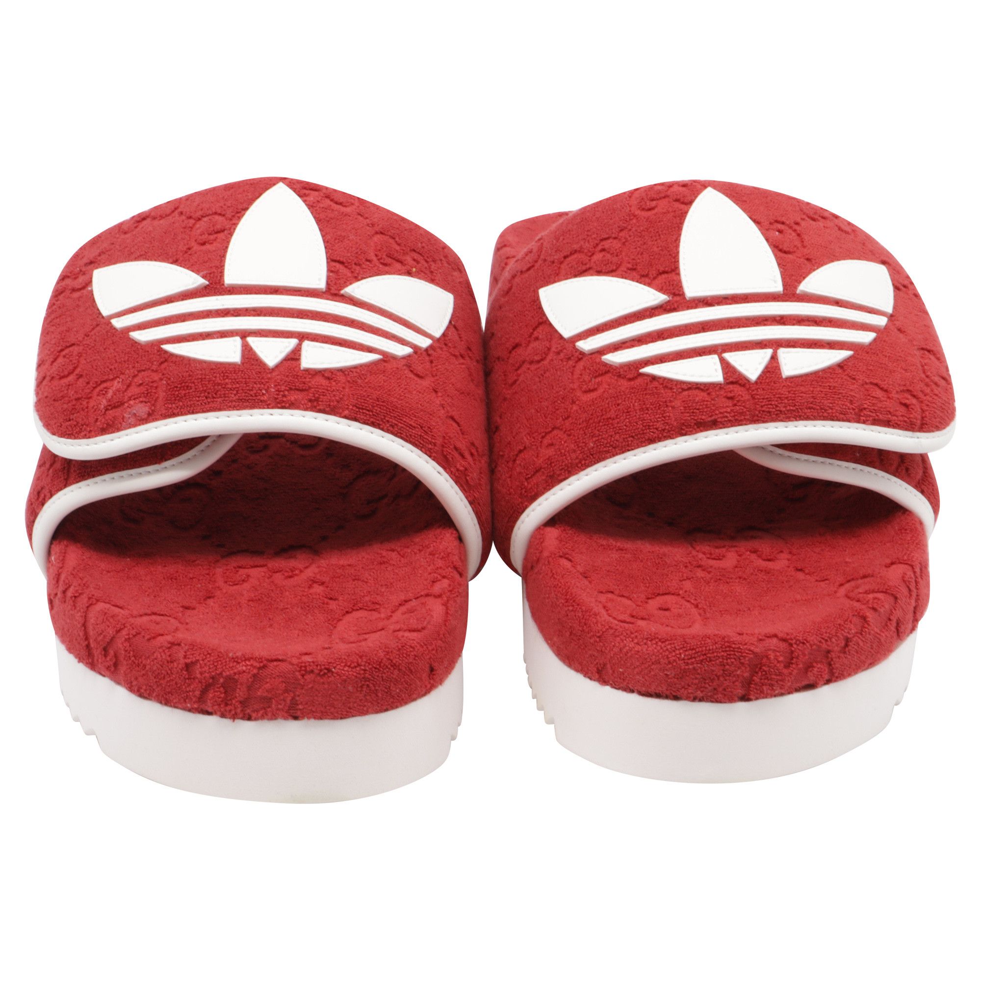 Gucci Adidas x Gucci Monogram Slides in Red Cotton Size US 12.5 / EU 45-46 - 2 Thumbnail