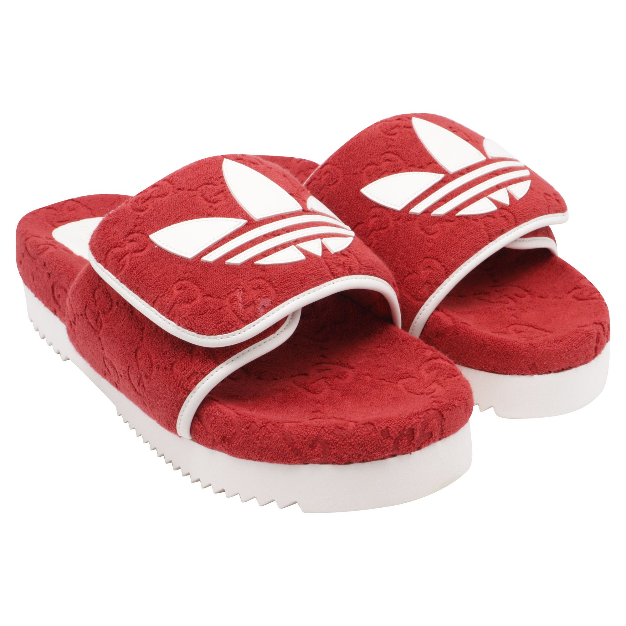 Gucci Adidas x Gucci Monogram Slides in Red Cotton Size US 12.5 / EU 45-46 - 3 Thumbnail
