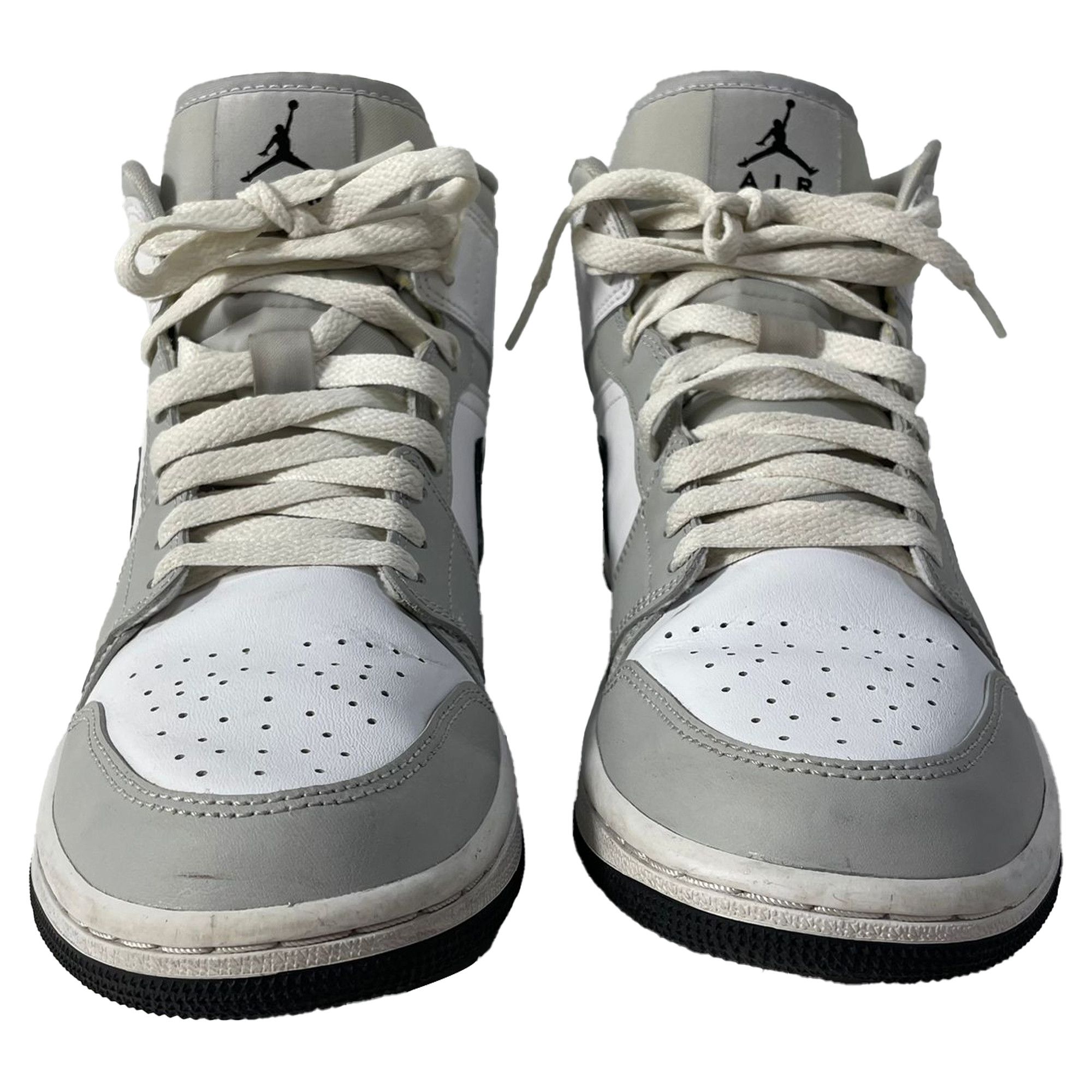 Nike Nike Jordan 1 Mid Light Sneakers in Grey Leather Size US 7.5 / EU 40-41 - 2 Thumbnail
