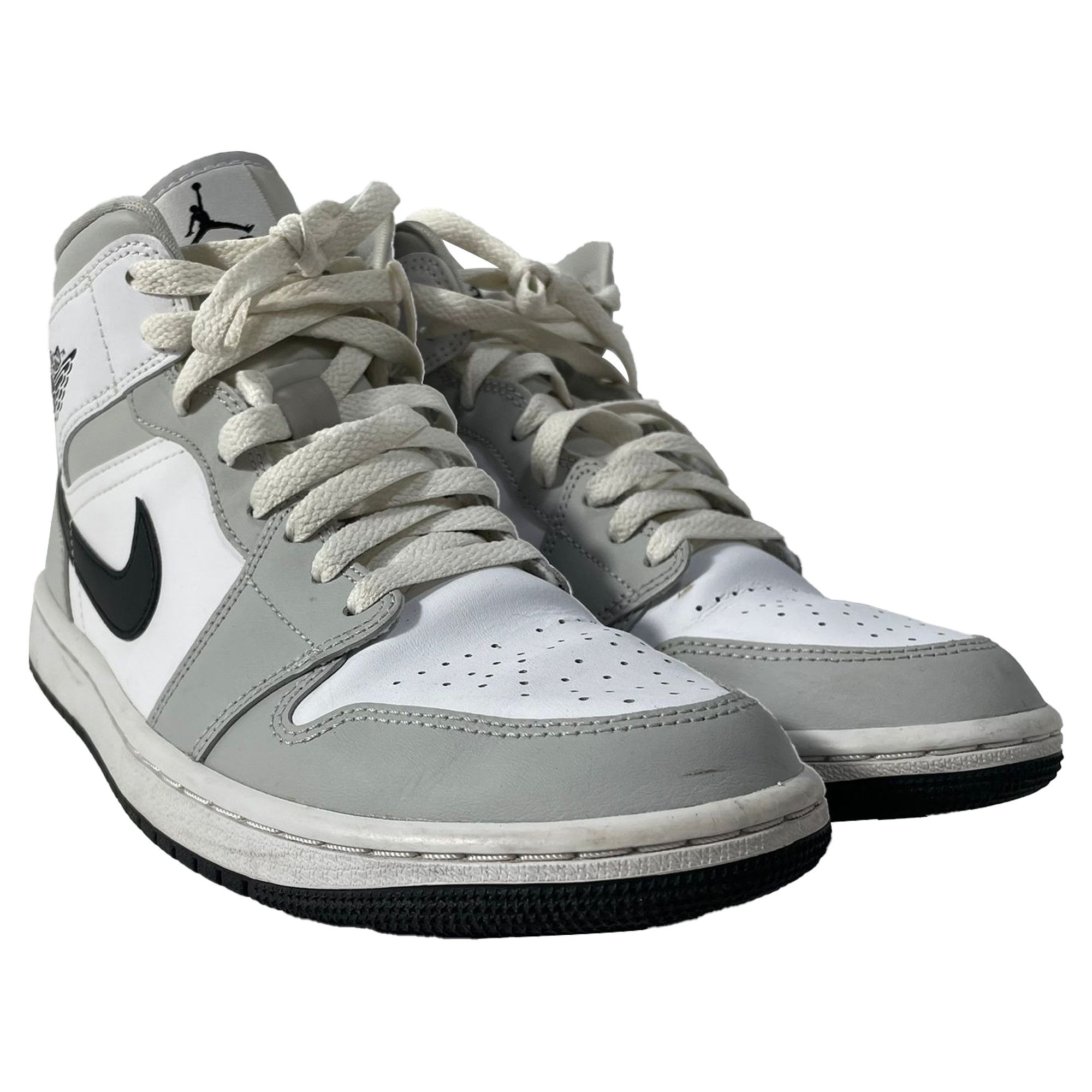 Nike Nike Jordan 1 Mid Light Sneakers in Grey Leather Size US 7.5 / EU 40-41 - 5 Thumbnail
