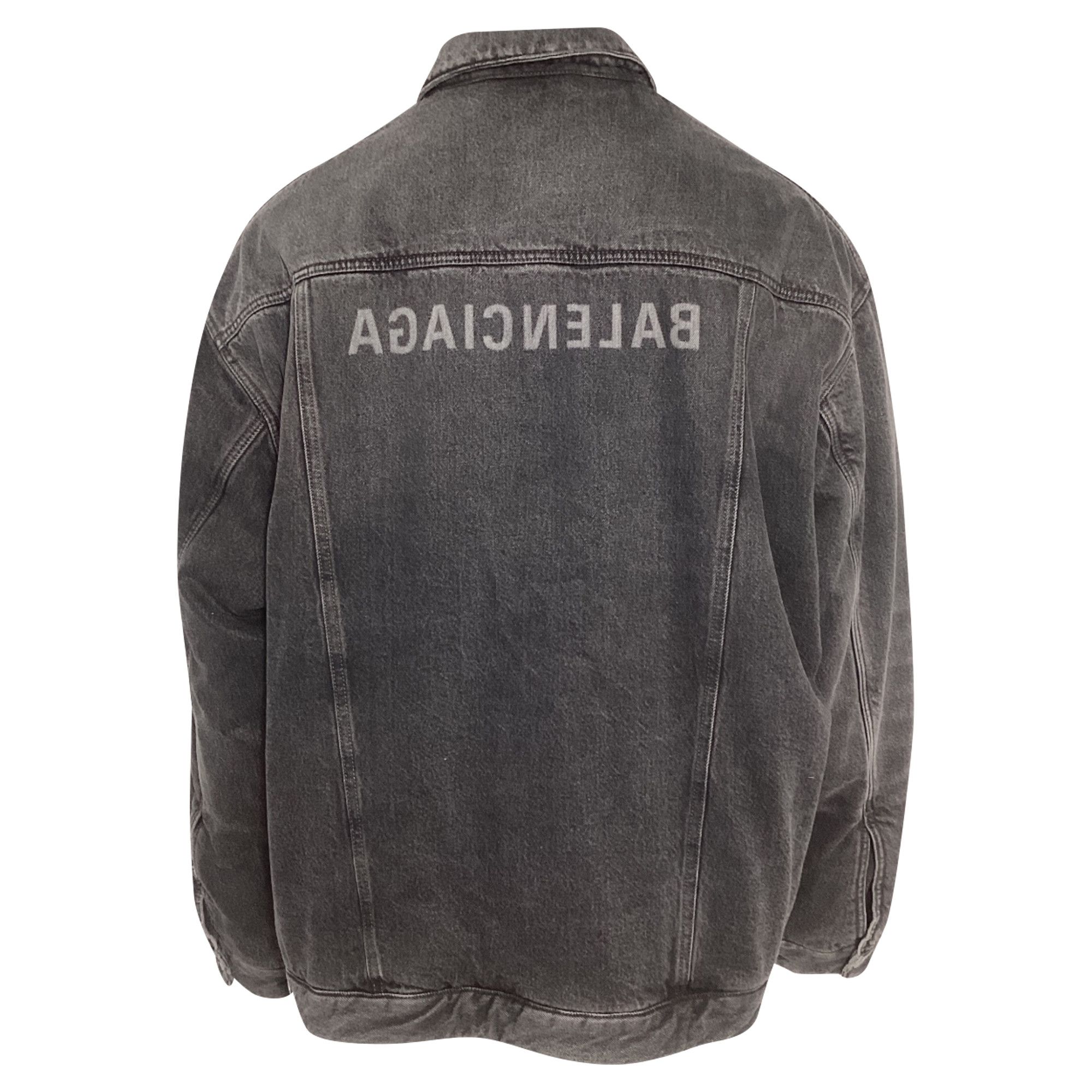 Balenciaga Balenciaga Mirror Denim Jacket in Dark Grey Cotton Size US L / EU 52-54 / 3 - 3 Thumbnail