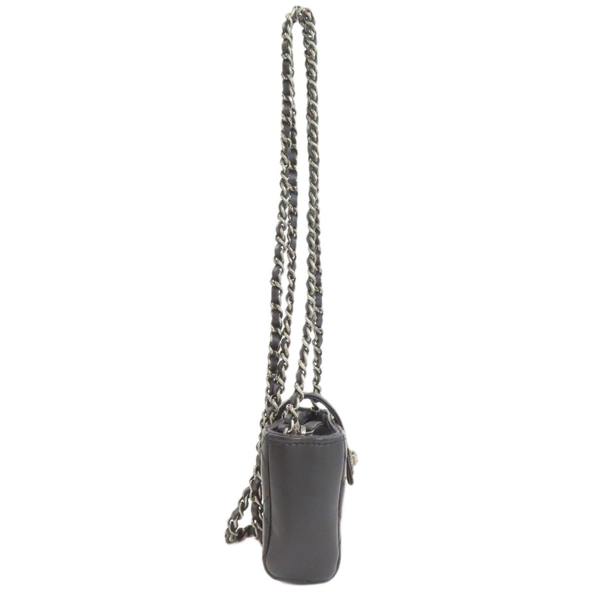 Chanel Chanel Mini Chain Shoulder Bag, Matelassé, Silver Hardware, Lambskin, Women's. Size ONE SIZE - 3 Thumbnail