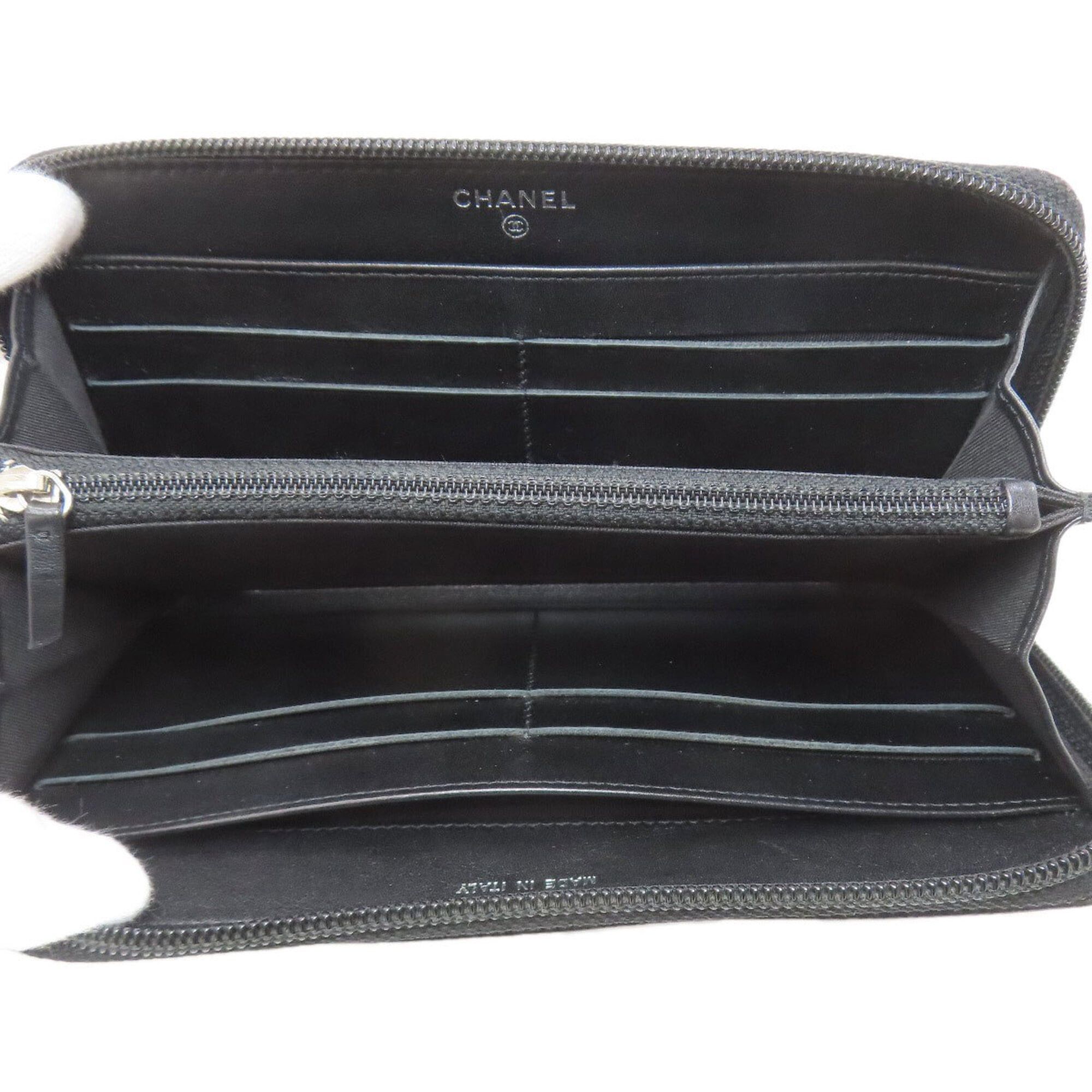 Chanel Chanel Coco Mark Silver Hardware Long Wallet Grained Calfskin Women's CHANEL Size ONE SIZE - 4 Thumbnail