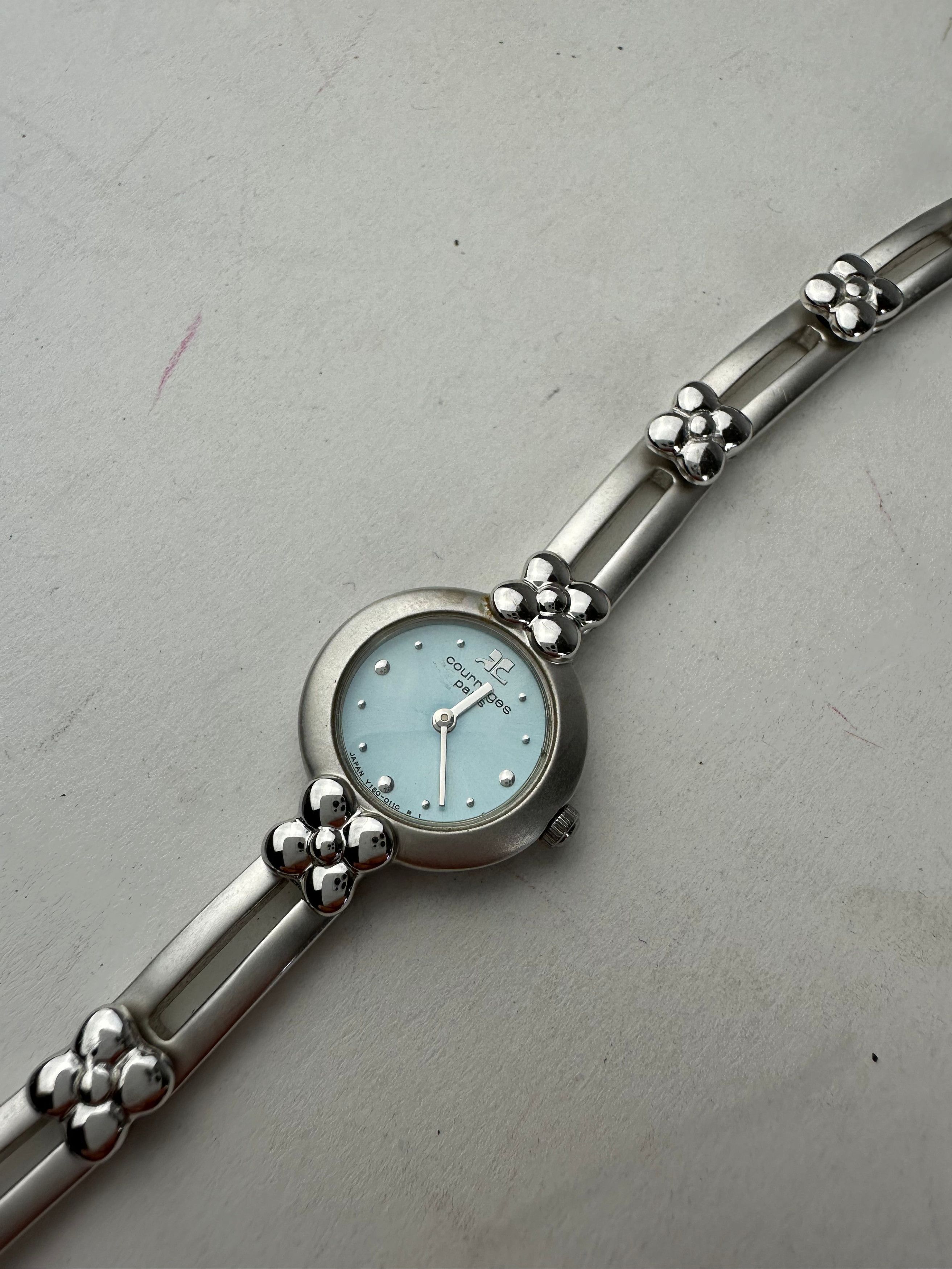 Courreges Vintage Quartz Steel Watch Silver Turquoise Size ONE SIZE - 4 Thumbnail
