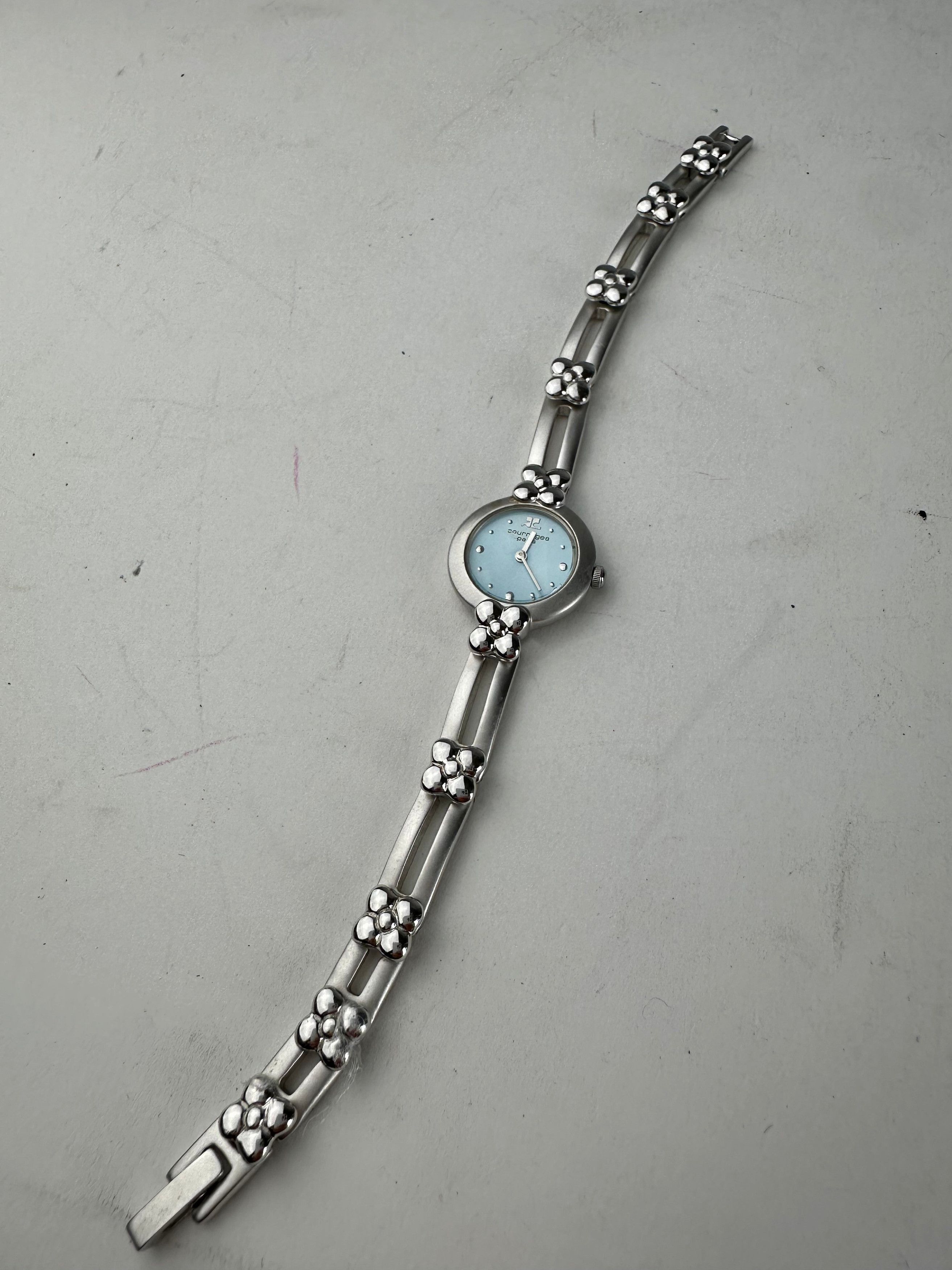 Courreges Vintage Quartz Steel Watch Silver Turquoise Size ONE SIZE - 3 Thumbnail