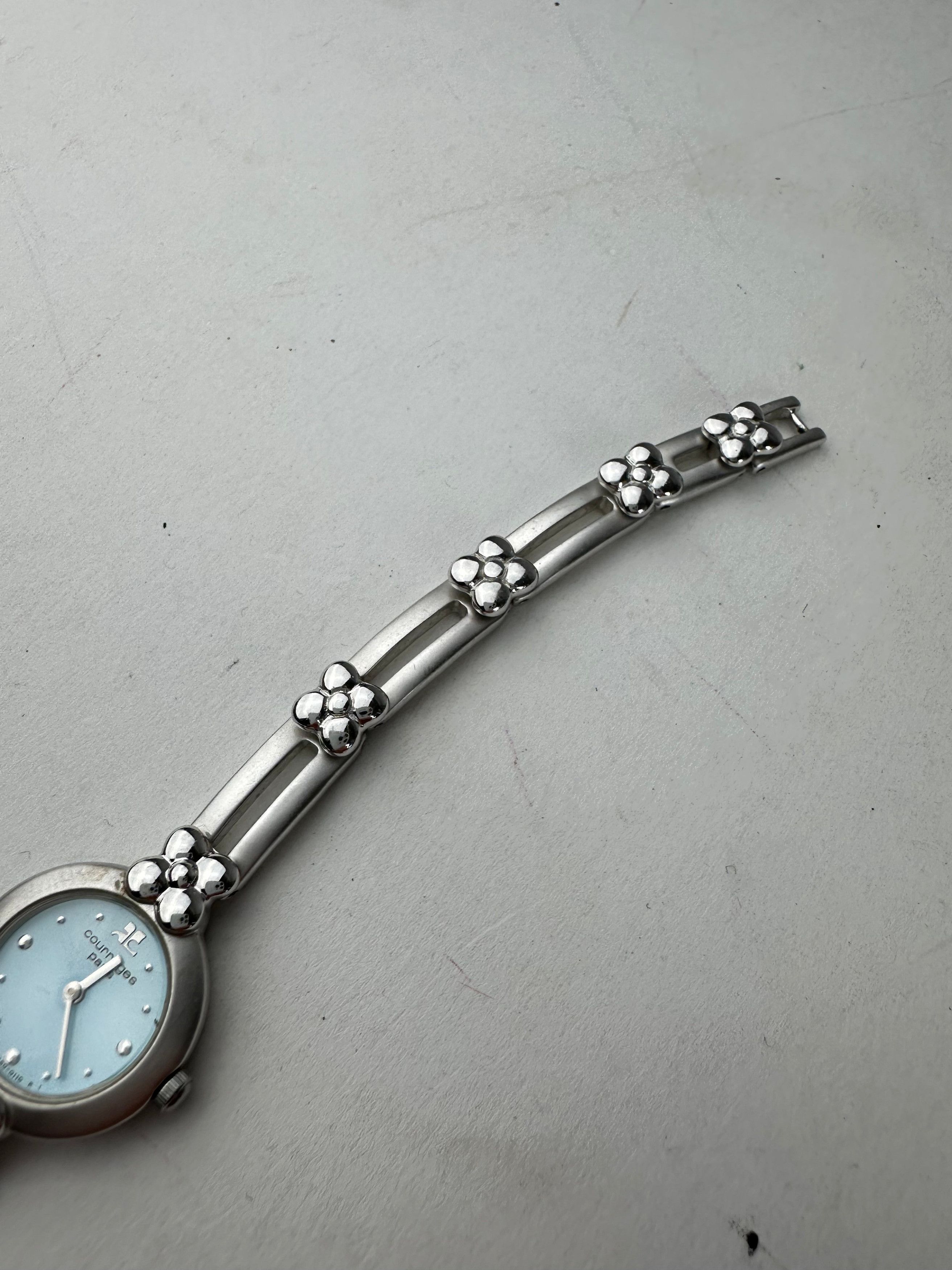 Courreges Vintage Quartz Steel Watch Silver Turquoise Size ONE SIZE - 6 Thumbnail