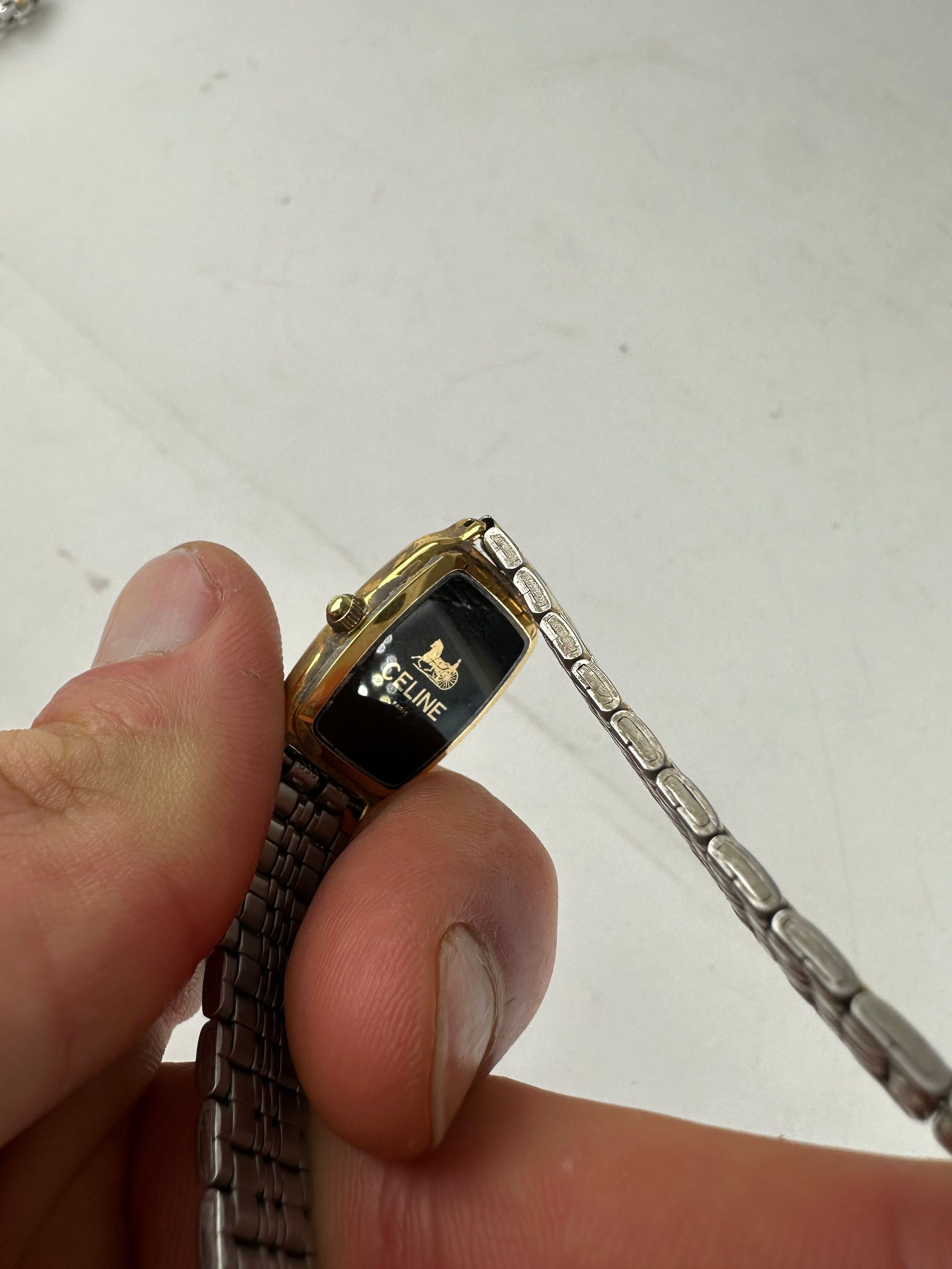Celine Vintage Paris Gold Plated Watch Silver Gold Size ONE SIZE - 7 Thumbnail