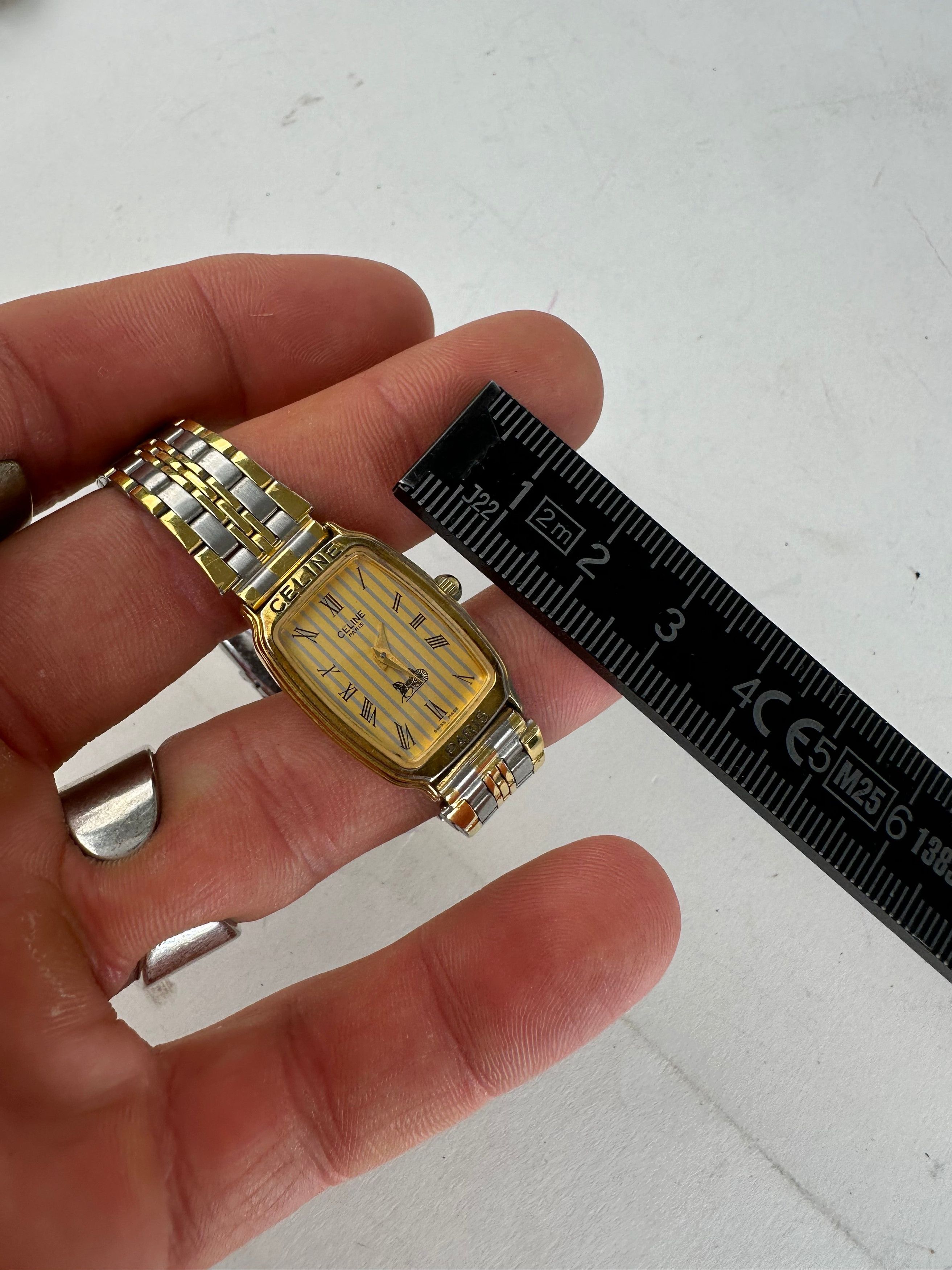Celine Vintage Paris Gold Plated Watch Silver Gold Size ONE SIZE - 9 Thumbnail