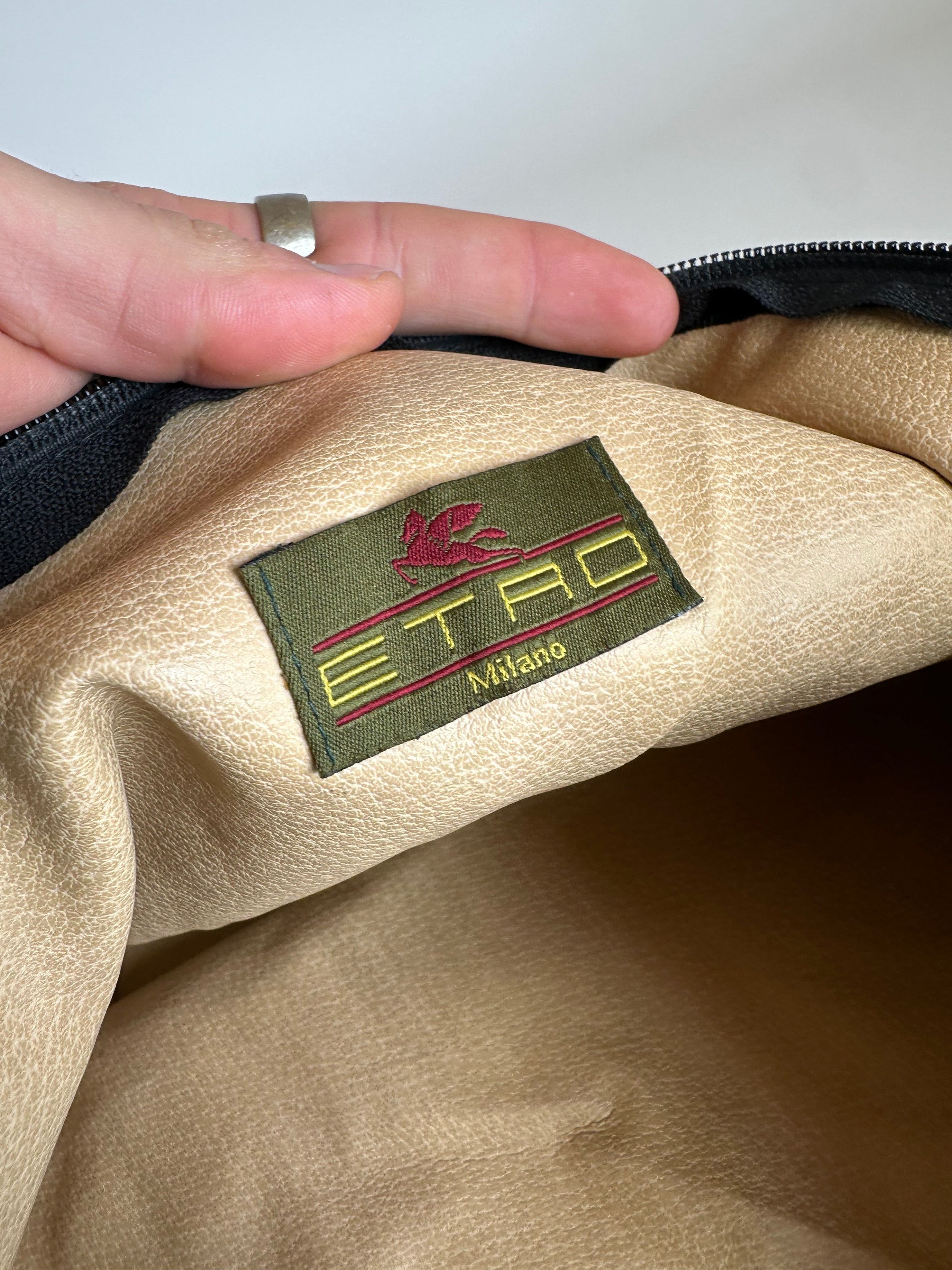 Etro Vintage Abstract Canvas Leather Shoulder Bag black / Multico Size ONE SIZE - 4 Thumbnail