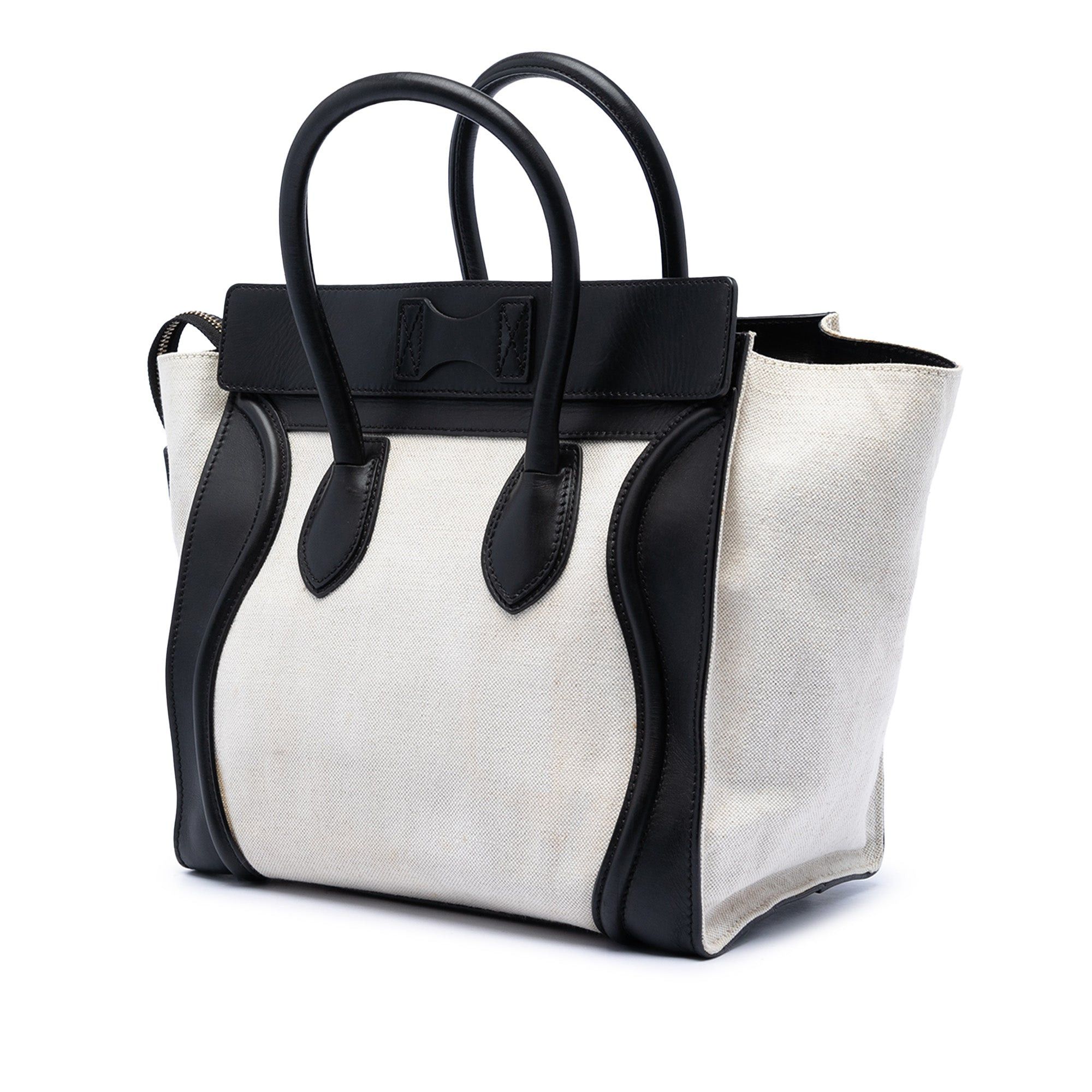 Celine Mini Bicolor Canvas and Leather Luggage Tote Size ONE SIZE - 2 Thumbnail
