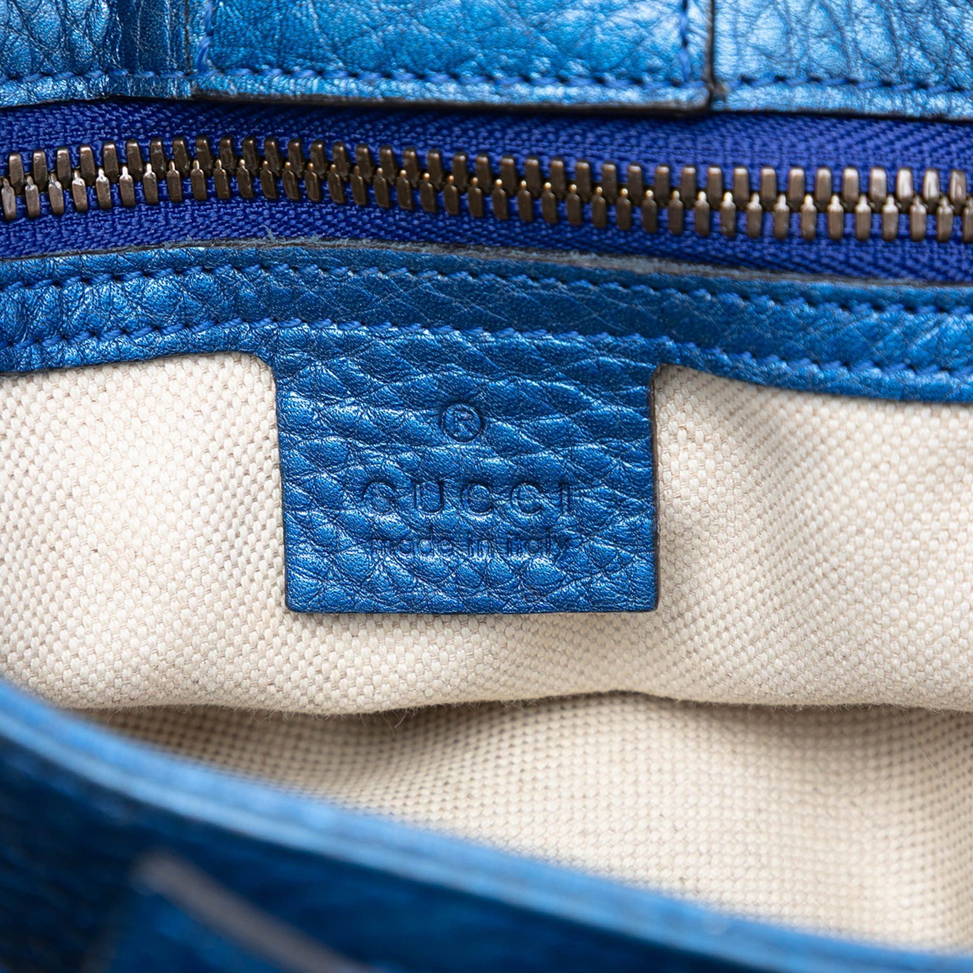 Gucci Small Metallic Calfskin Bamboo Shopper Satchel Size ONE SIZE - 5 Thumbnail