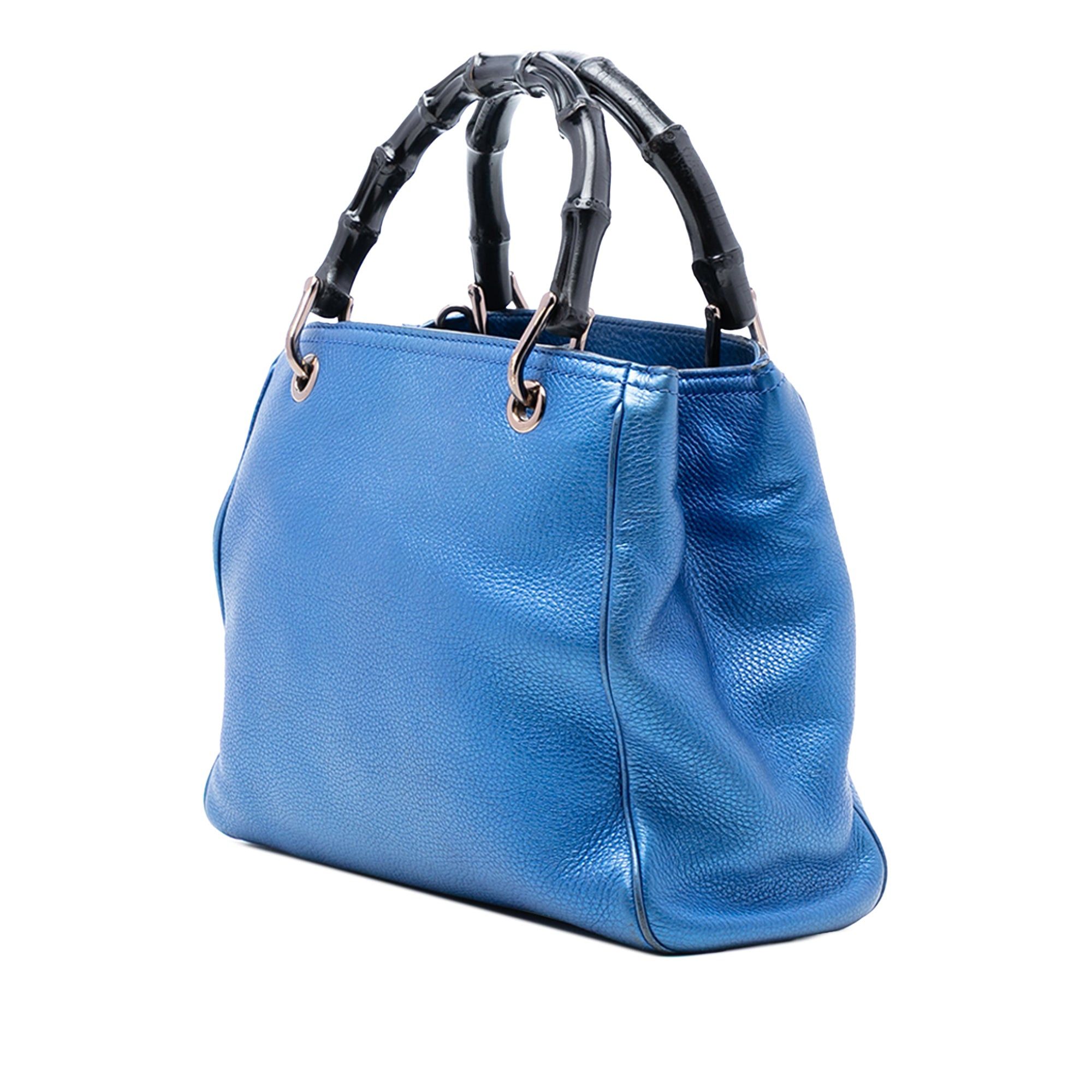 Gucci Small Metallic Calfskin Bamboo Shopper Satchel Size ONE SIZE - 2 Thumbnail